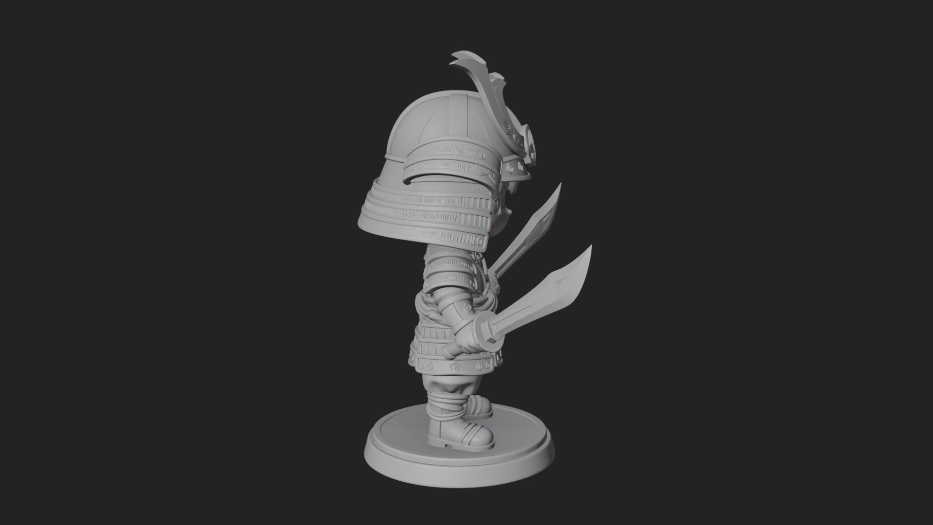 Chibi Samurai Warrior Statue Design 8 3D Print Model 3D Model