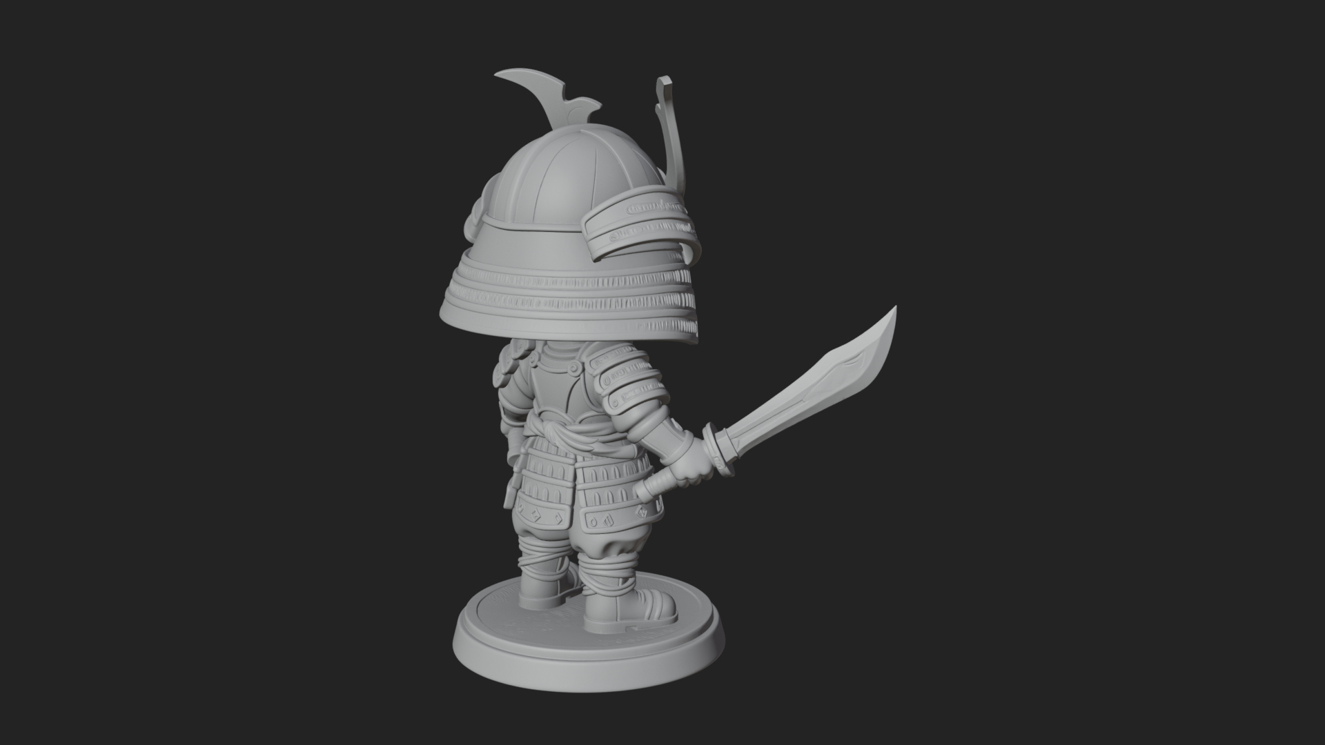 Chibi Samurai Warrior Statue Design 8 3D Print Model 3D Model