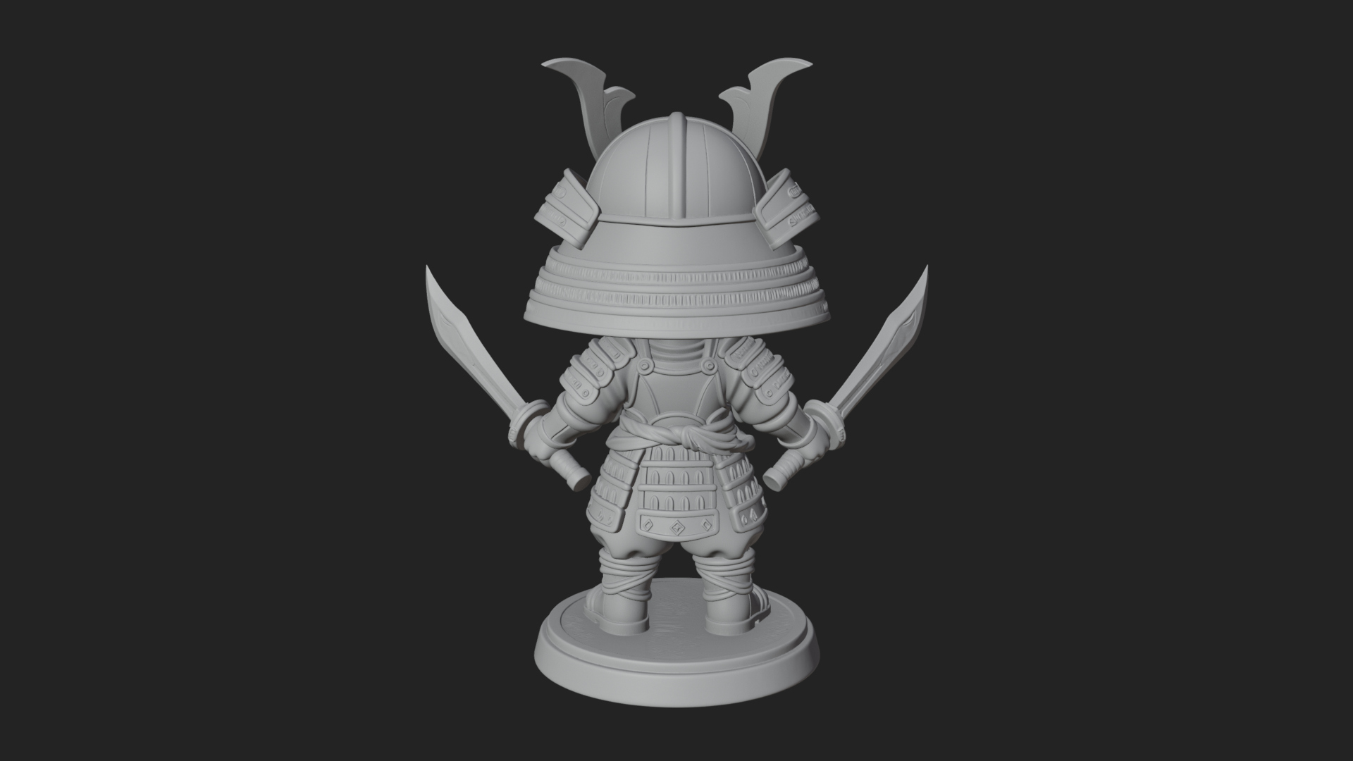 Chibi Samurai Warrior Statue Design 8 3D Print Model 3D Model