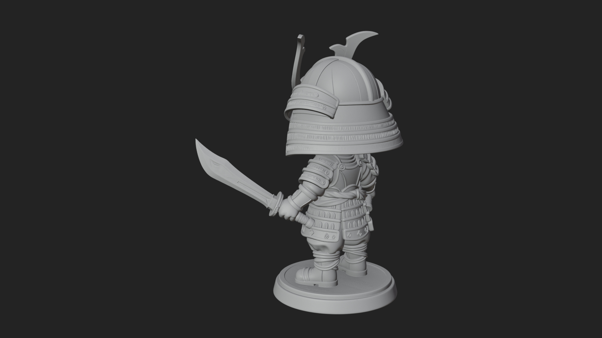 Chibi Samurai Warrior Statue Design 8 3D Print Model 3D Model