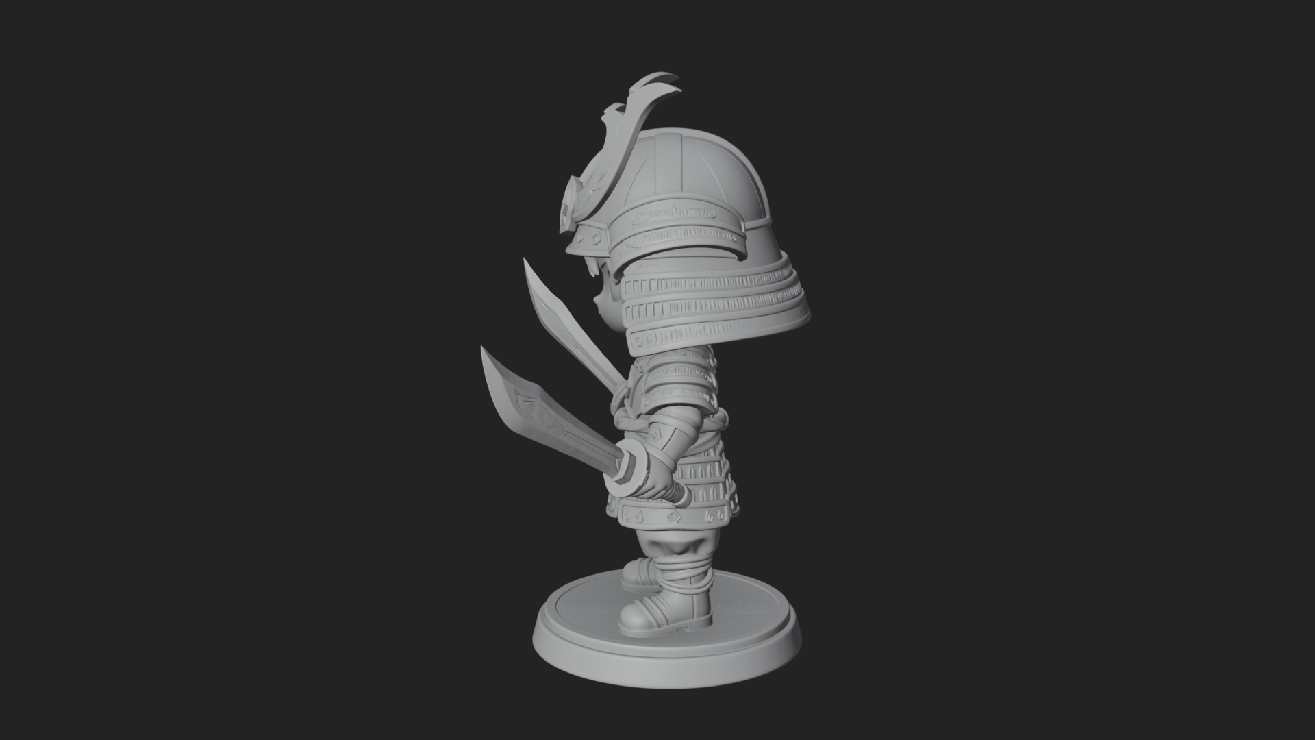 Chibi Samurai Warrior Statue Design 8 3D Print Model 3D Model