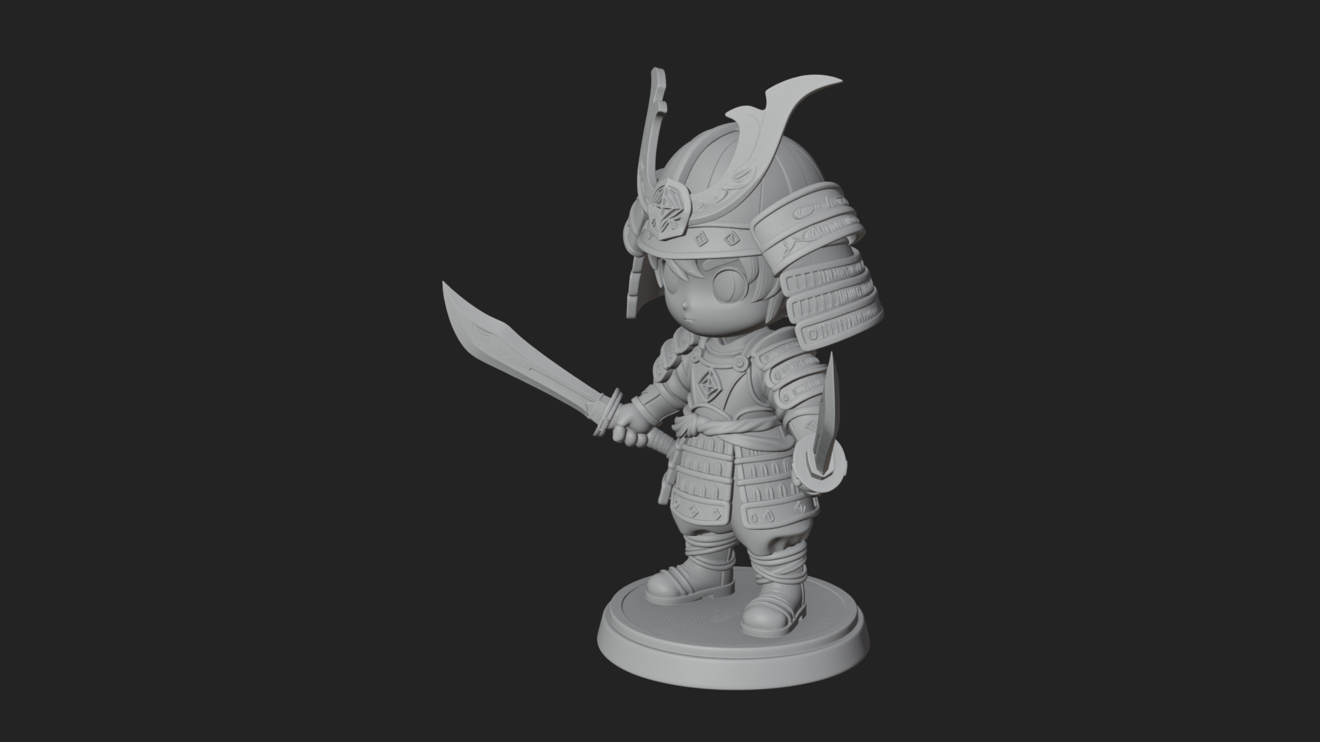 Chibi Samurai Warrior Statue Design 8 3D Print Model 3D Model