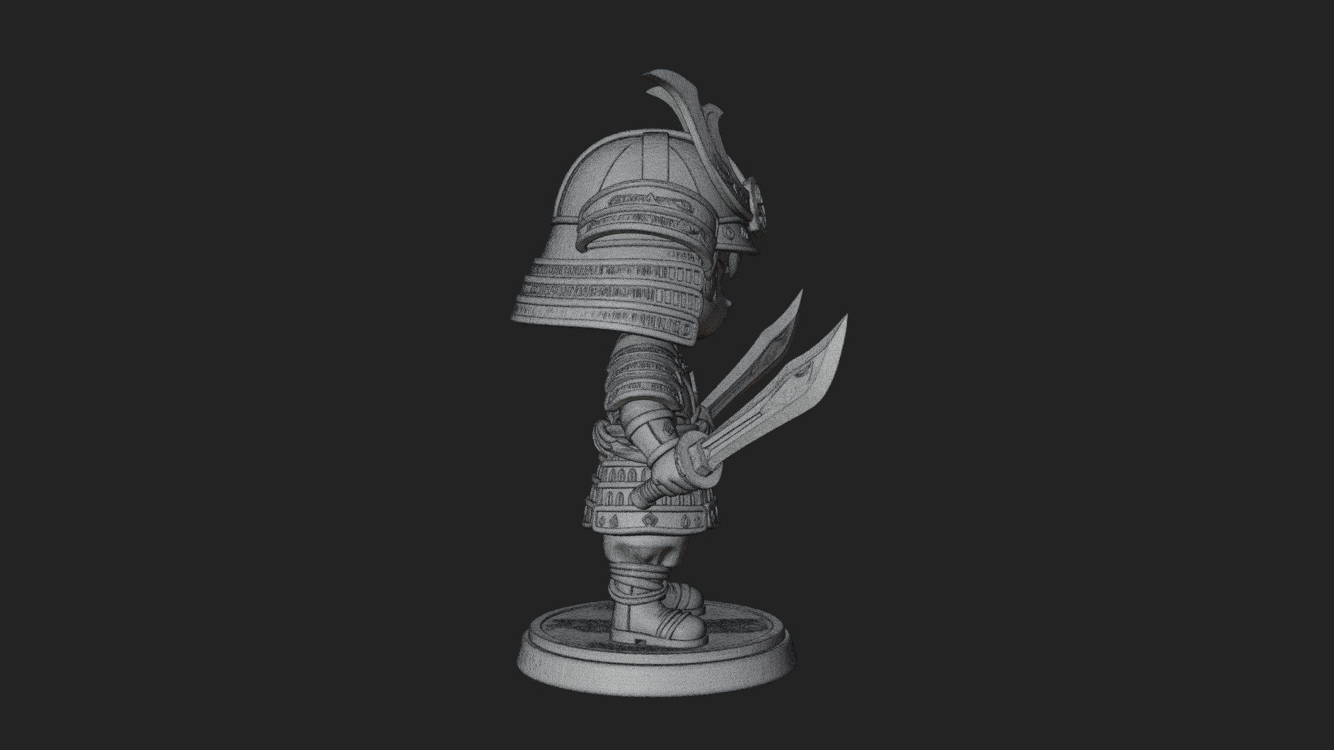 Chibi Samurai Warrior Statue Design 8 3D Print Model 3D Model