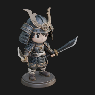 Chibi Samurai Warrior Statue Design 8 3D Print Model