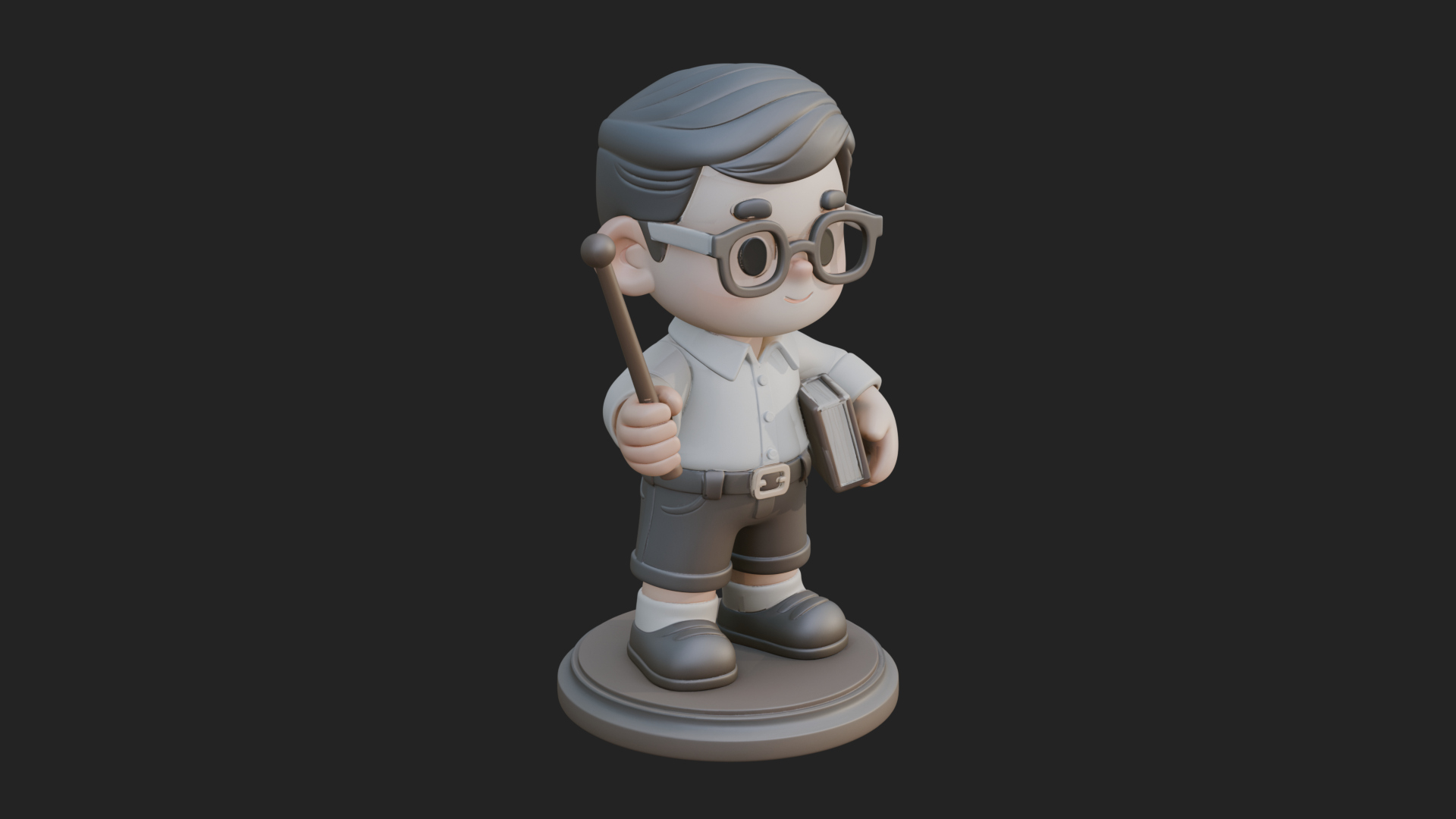 Chibi School Boy with Book Statue Design 2 3D Print Model 3D Model