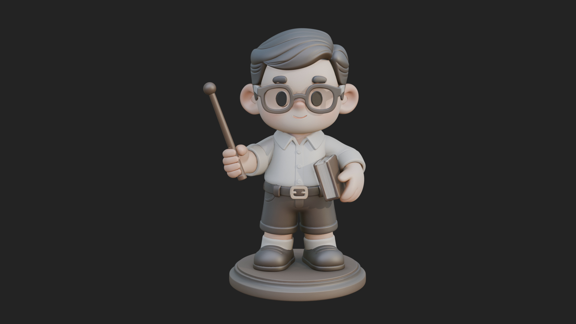 Chibi School Boy with Book Statue Design 2 3D Print Model 3D Model