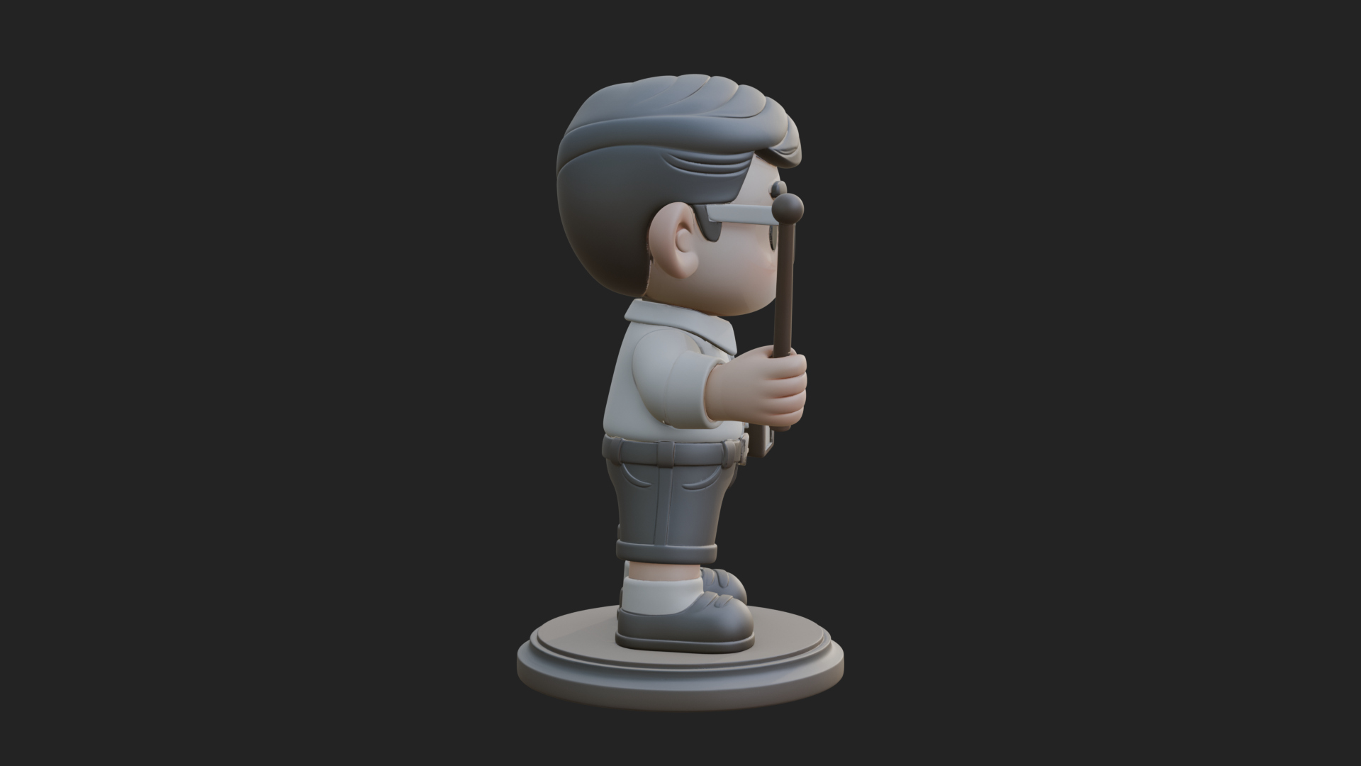 Chibi School Boy with Book Statue Design 2 3D Print Model 3D Model