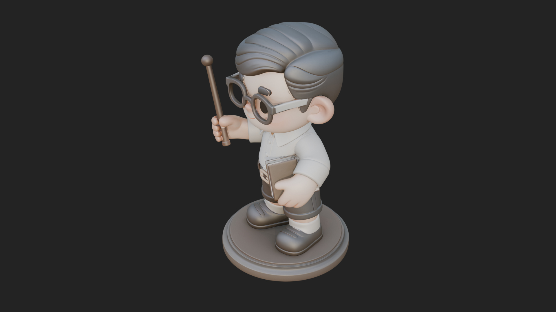 Chibi School Boy with Book Statue Design 2 3D Print Model 3D Model
