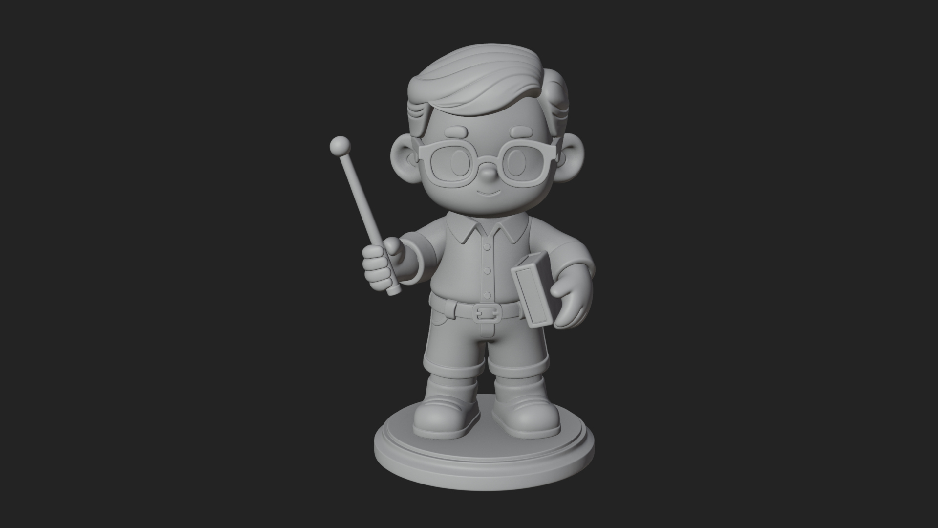 Chibi School Boy with Book Statue Design 2 3D Print Model 3D Model
