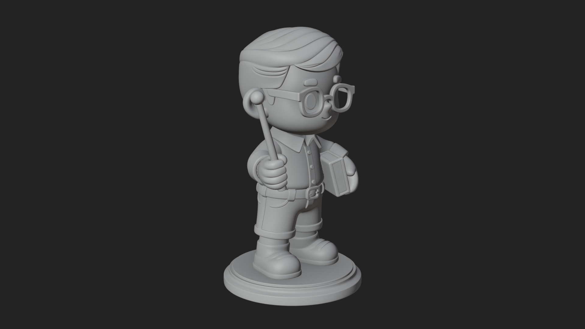 Chibi School Boy with Book Statue Design 2 3D Print Model 3D Model