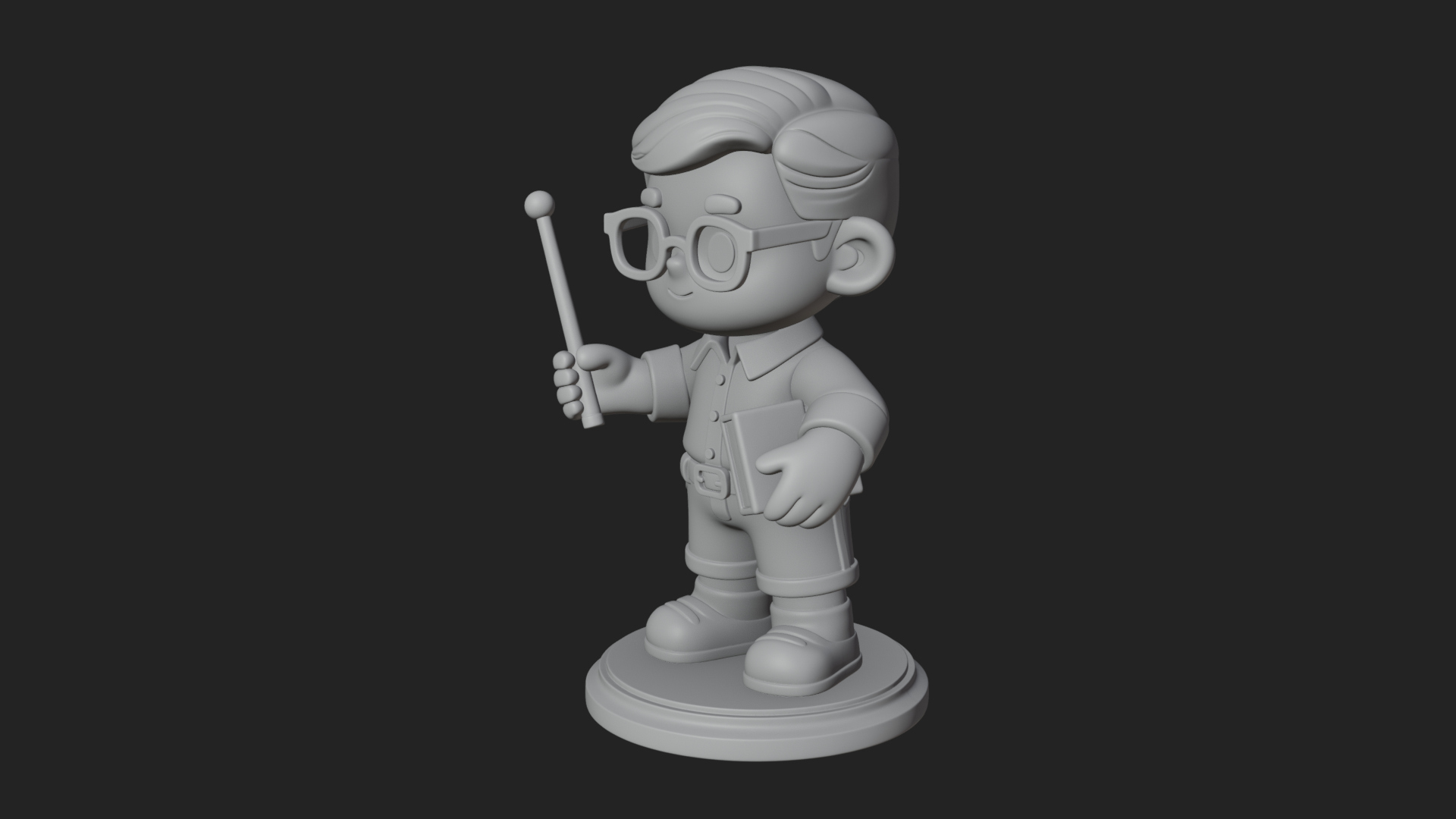 Chibi School Boy with Book Statue Design 2 3D Print Model 3D Model