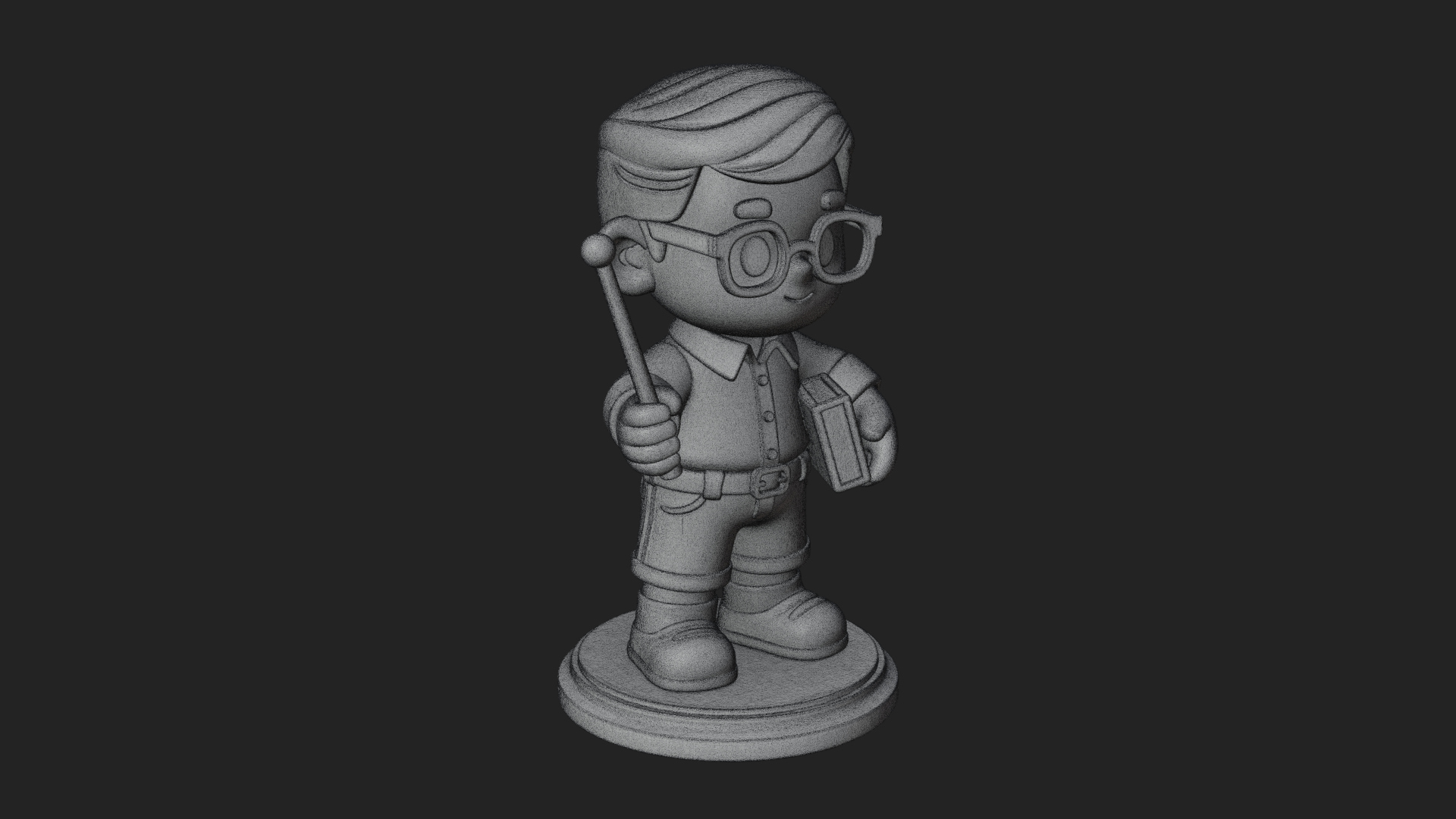 Chibi School Boy with Book Statue Design 2 3D Print Model 3D Model