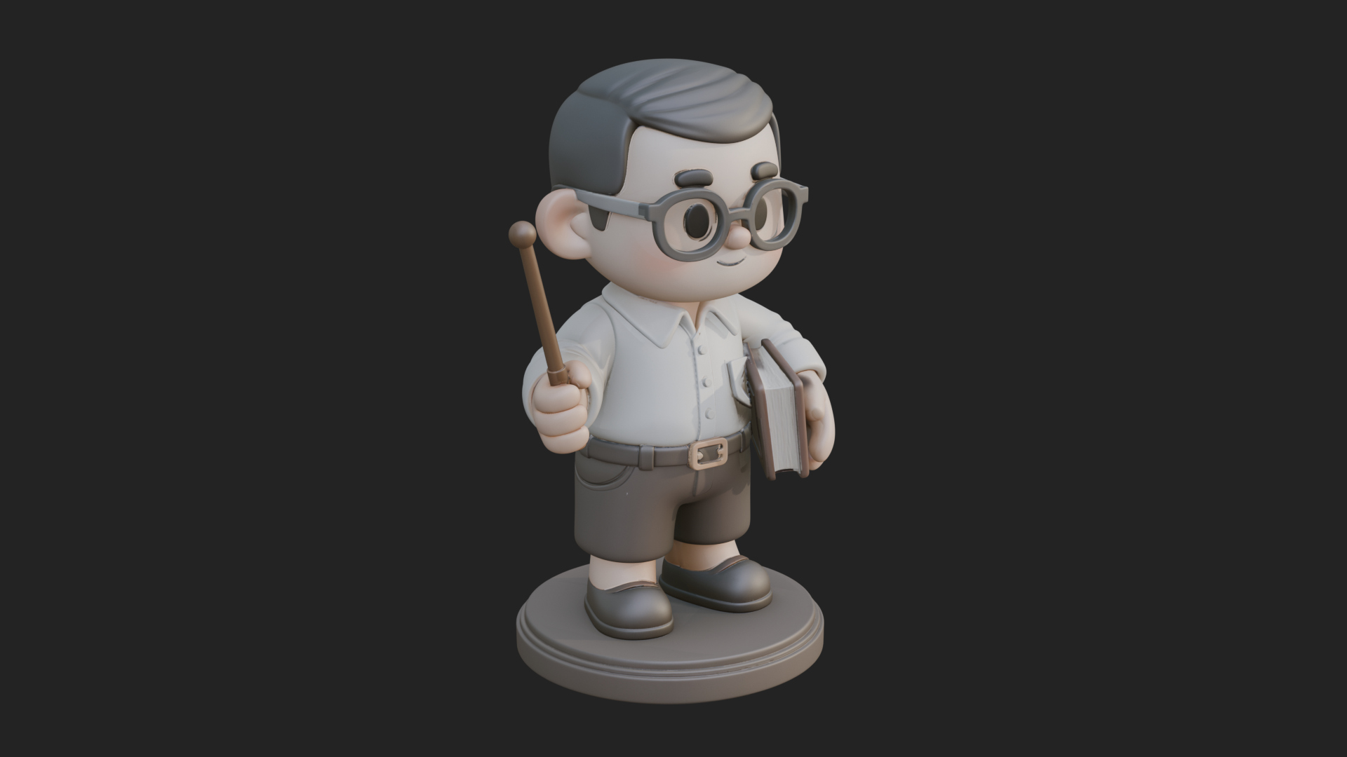Chibi School Boy with Book Statue Design 3 3D Print Model 3D Model