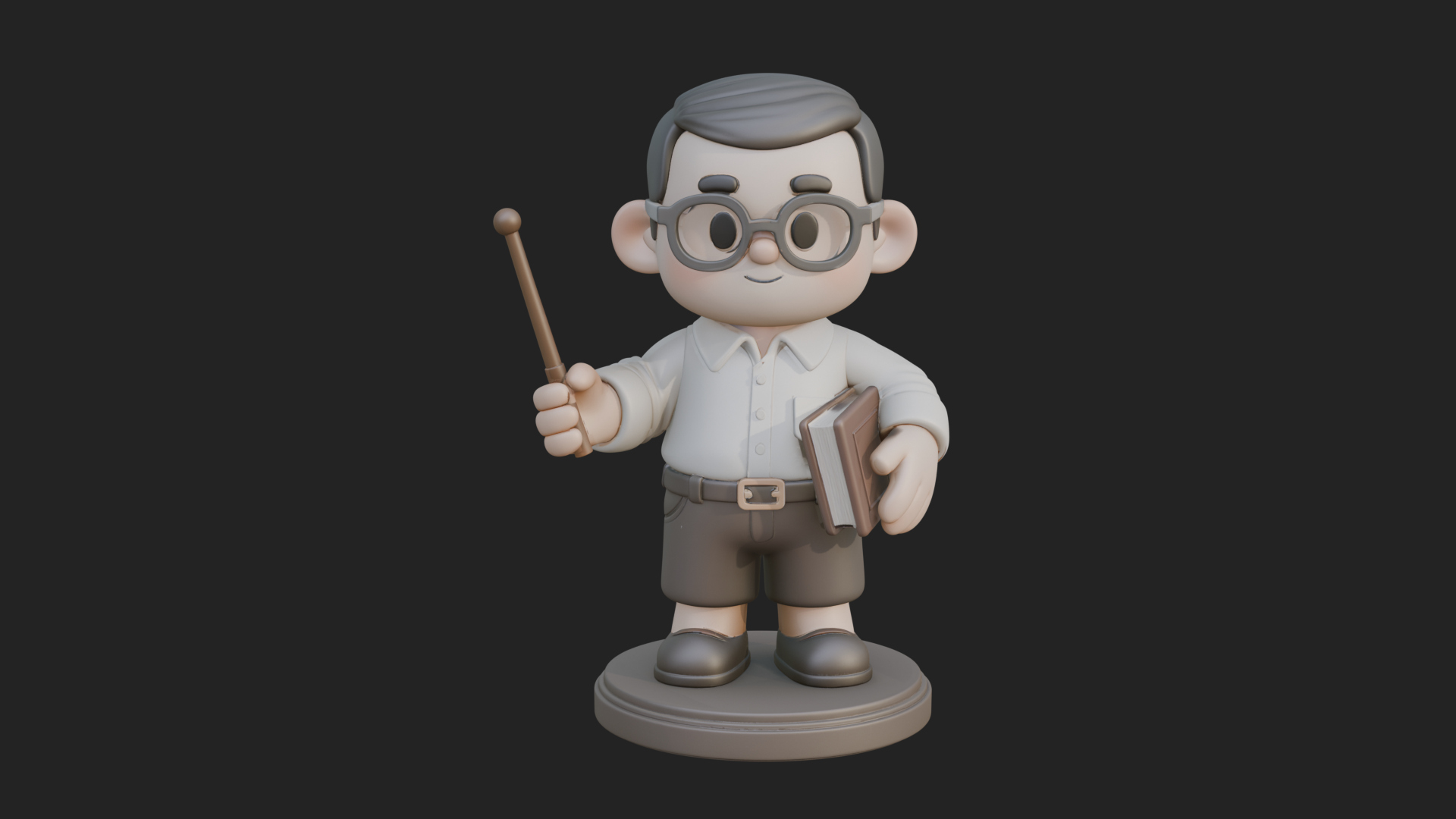 Chibi School Boy with Book Statue Design 3 3D Print Model 3D Model