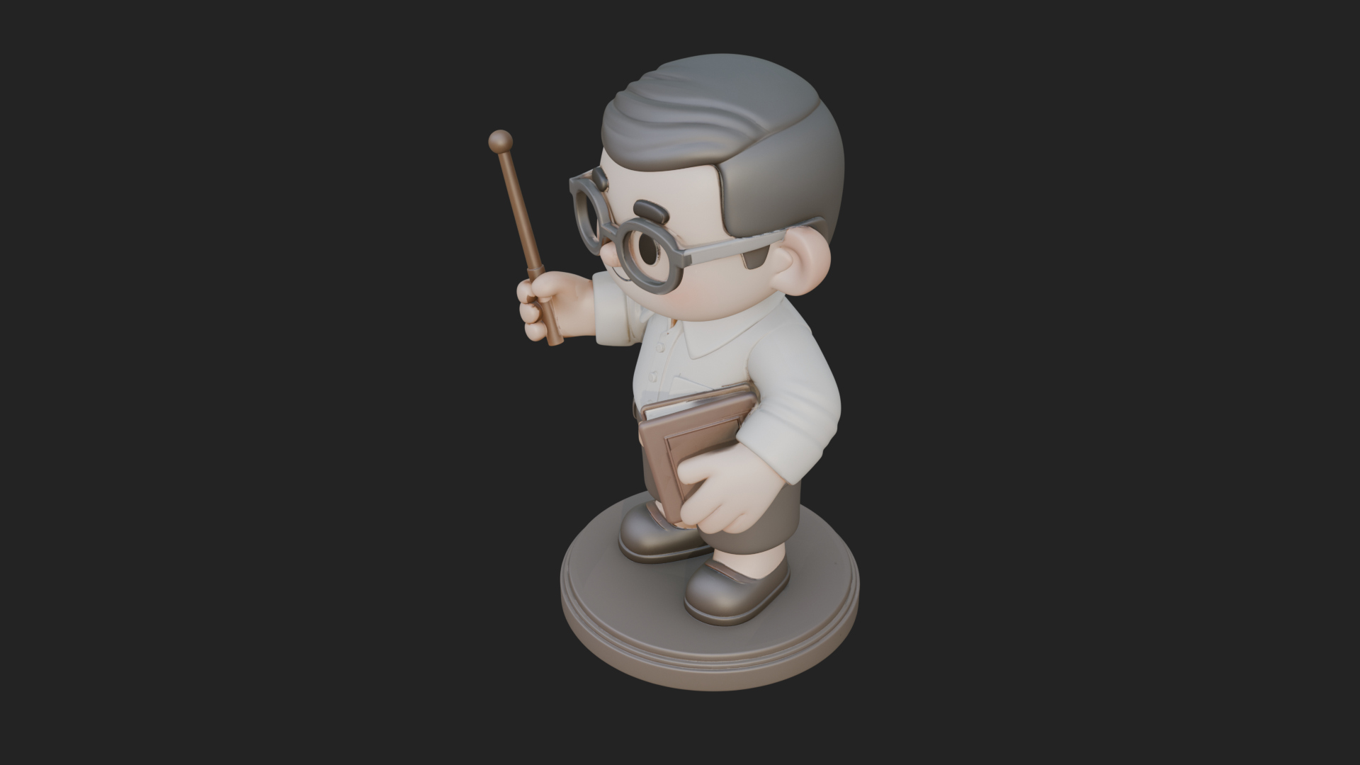 Chibi School Boy with Book Statue Design 3 3D Print Model 3D Model