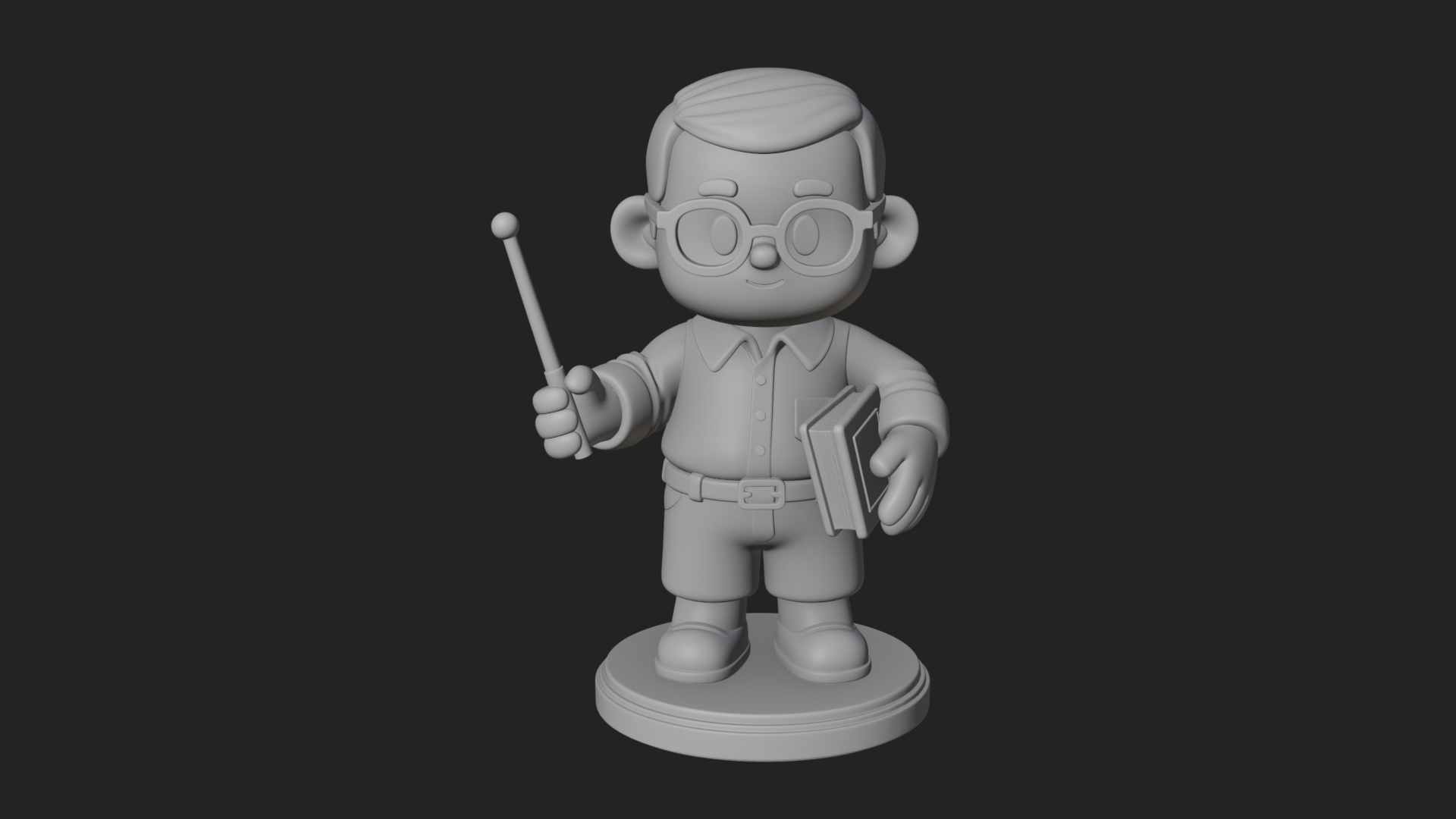 Chibi School Boy with Book Statue Design 3 3D Print Model 3D Model