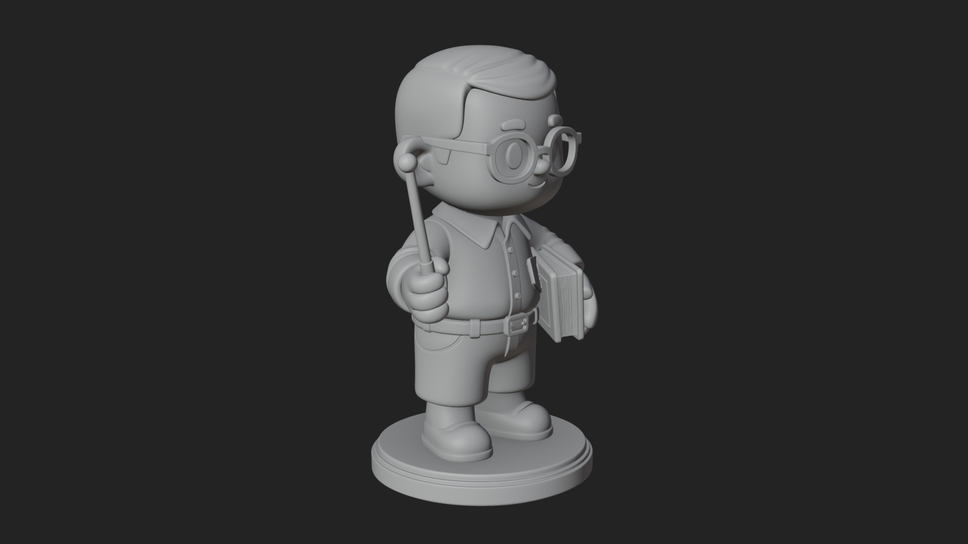 Chibi School Boy with Book Statue Design 3 3D Print Model 3D Model