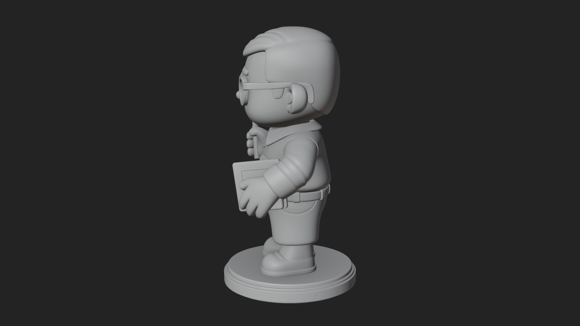 Chibi School Boy with Book Statue Design 3 3D Print Model 3D Model