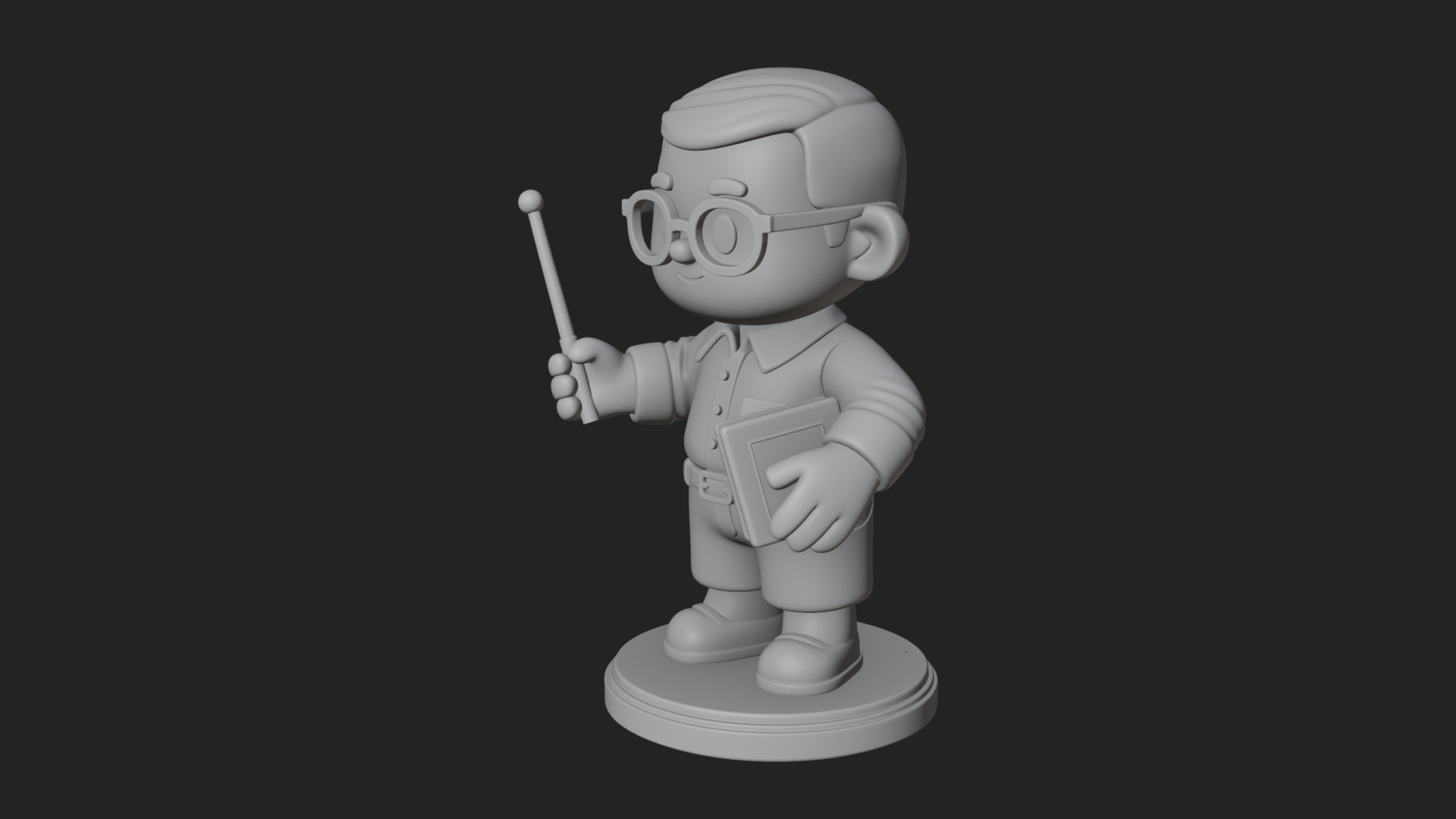 Chibi School Boy with Book Statue Design 3 3D Print Model 3D Model