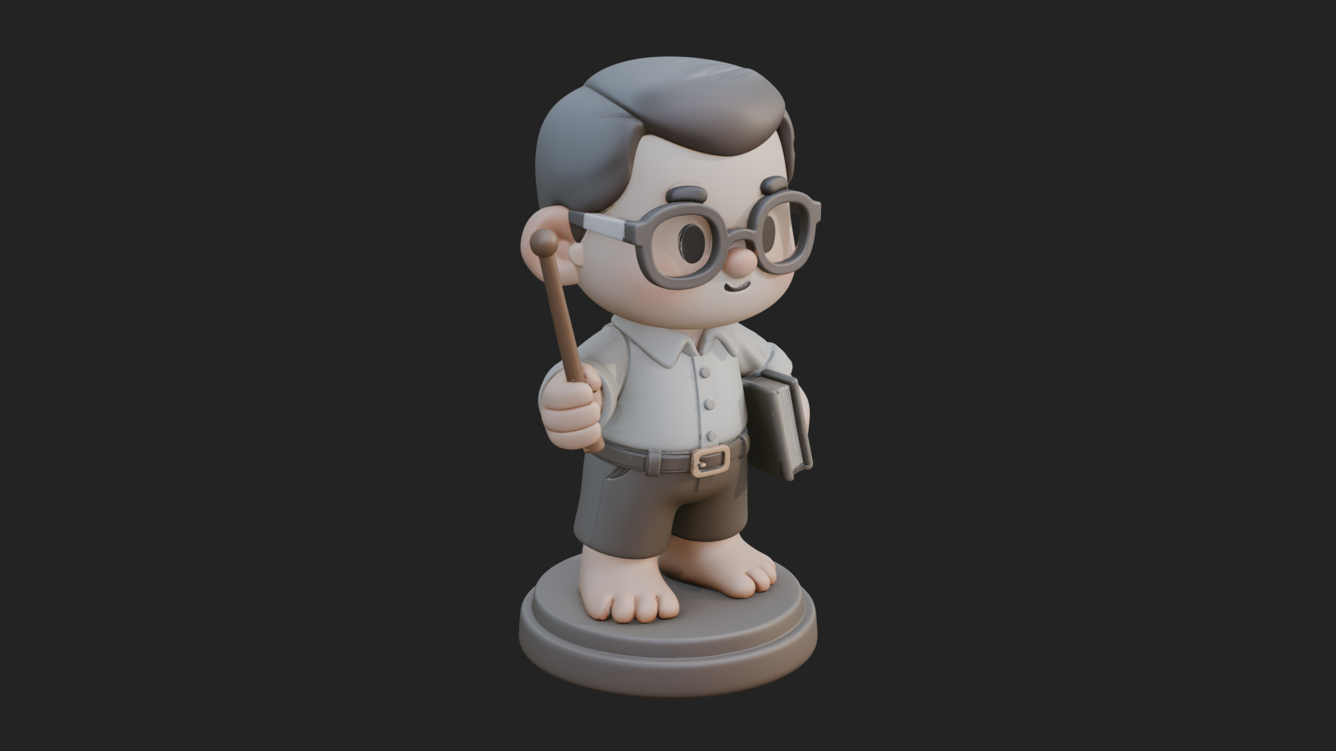 Chibi School Boy with Book Statue Design 4 3D Print Model 3D Model