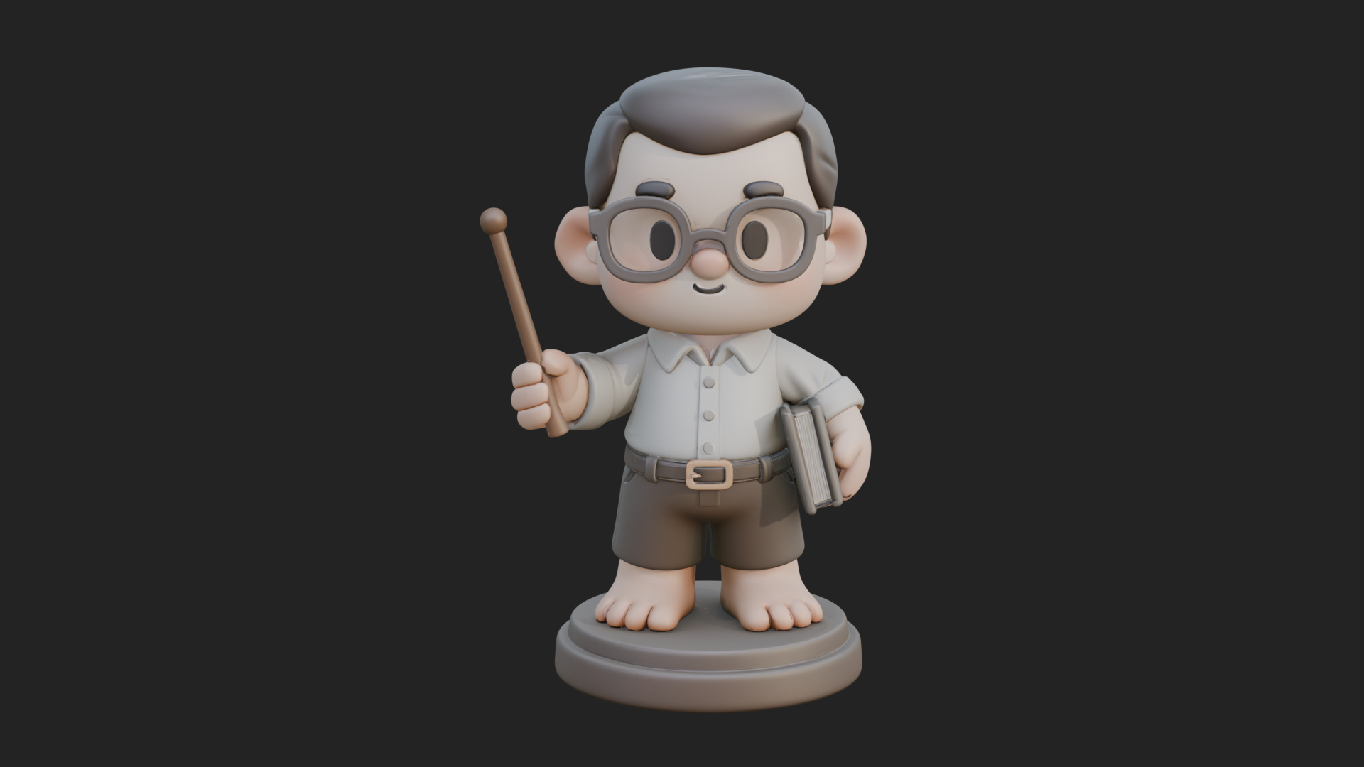 Chibi School Boy with Book Statue Design 4 3D Print Model 3D Model