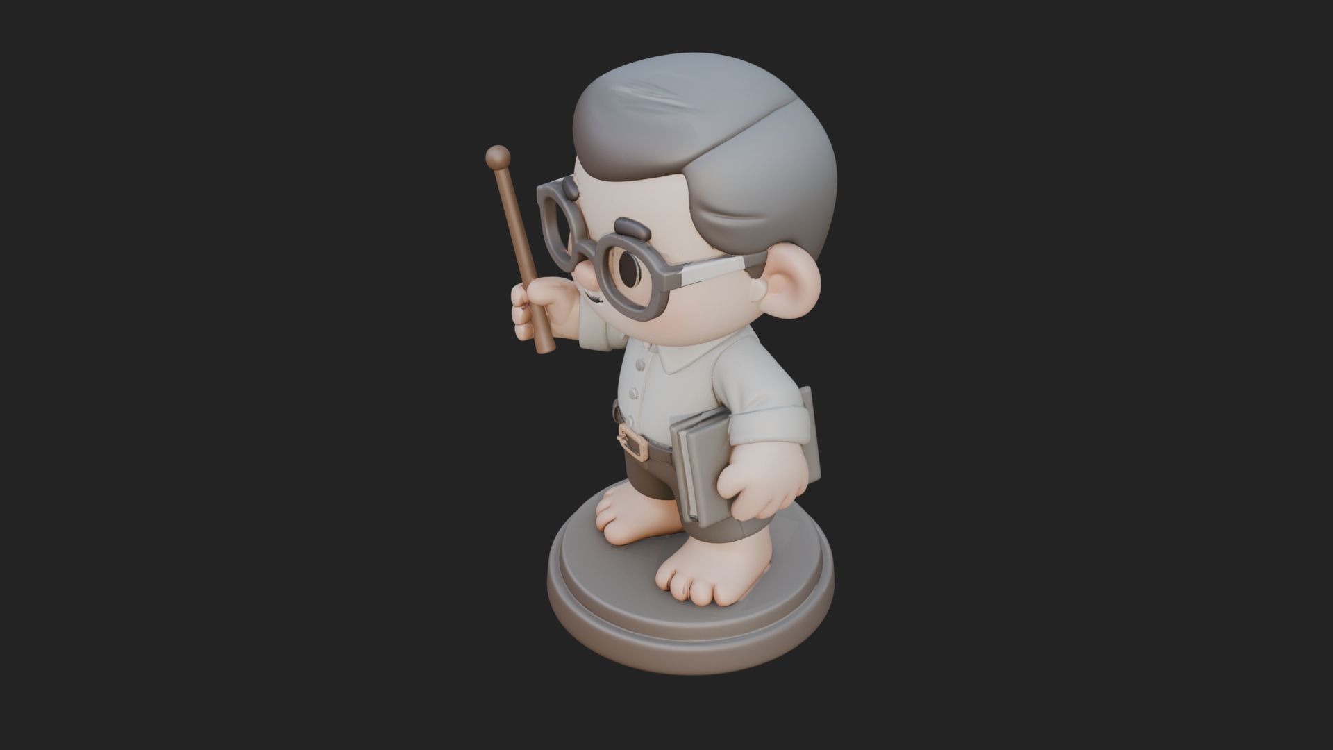 Chibi School Boy with Book Statue Design 4 3D Print Model 3D Model