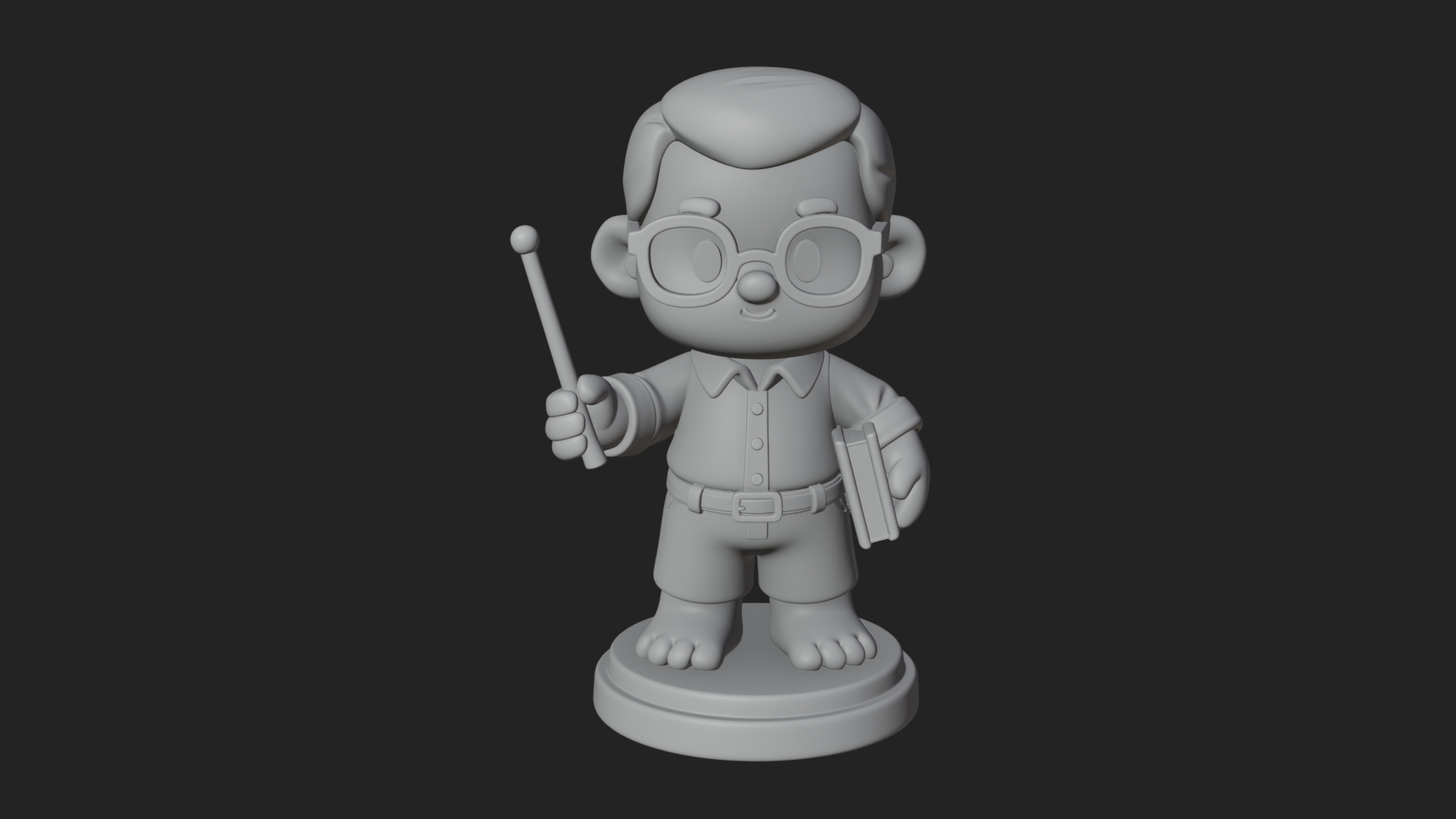 Chibi School Boy with Book Statue Design 4 3D Print Model 3D Model