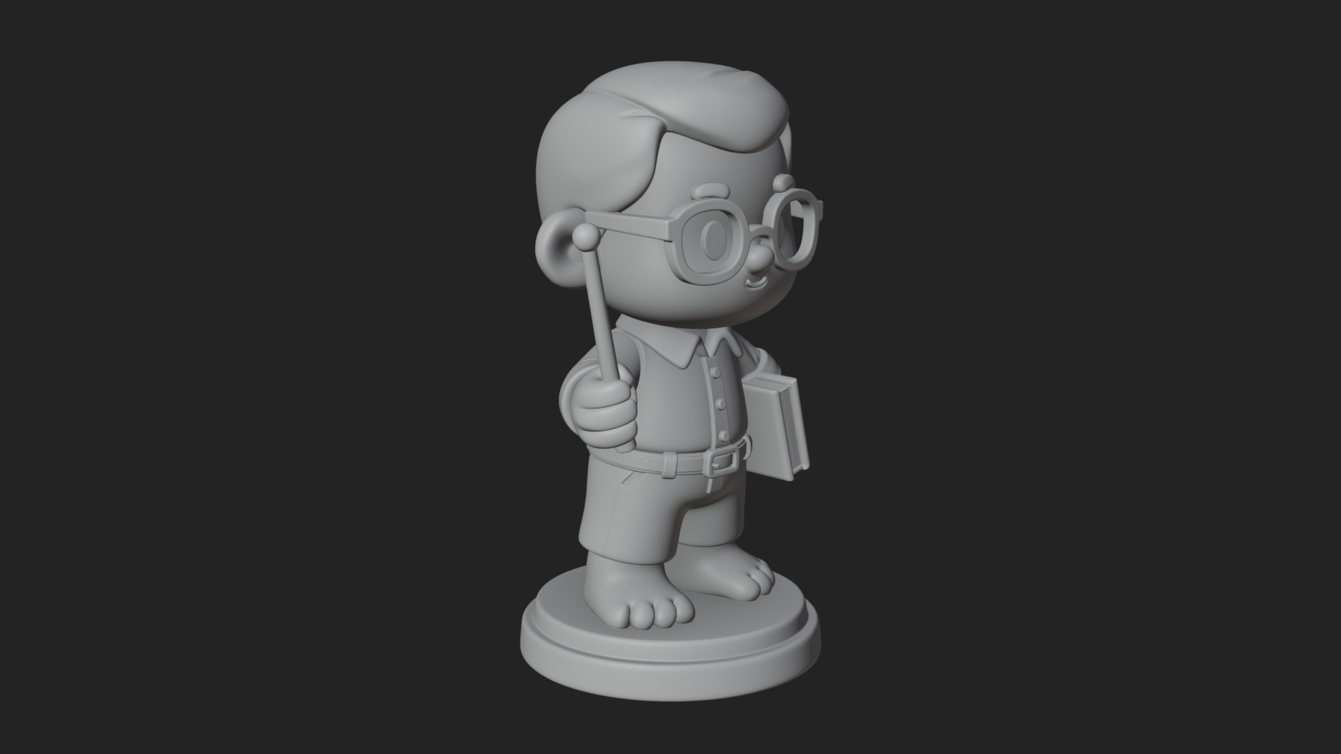 Chibi School Boy with Book Statue Design 4 3D Print Model 3D Model