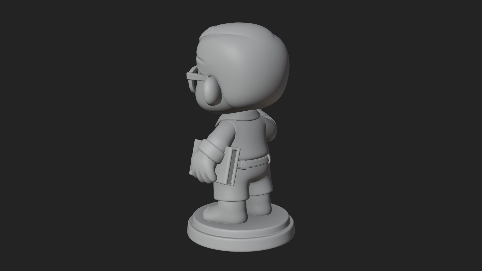 Chibi School Boy with Book Statue Design 4 3D Print Model 3D Model