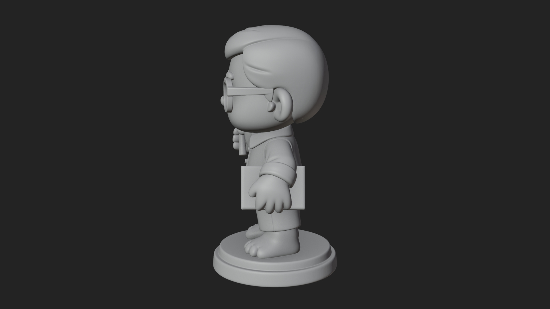 Chibi School Boy with Book Statue Design 4 3D Print Model 3D Model