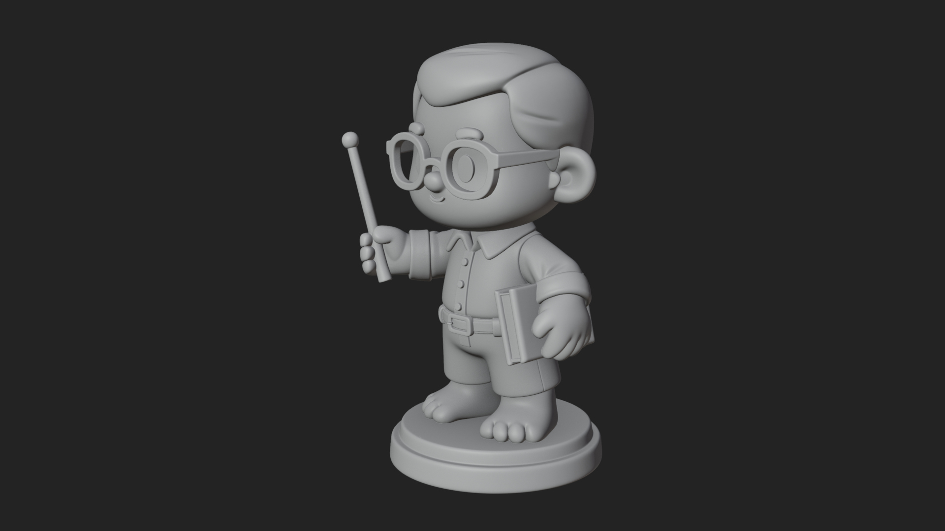 Chibi School Boy with Book Statue Design 4 3D Print Model 3D Model