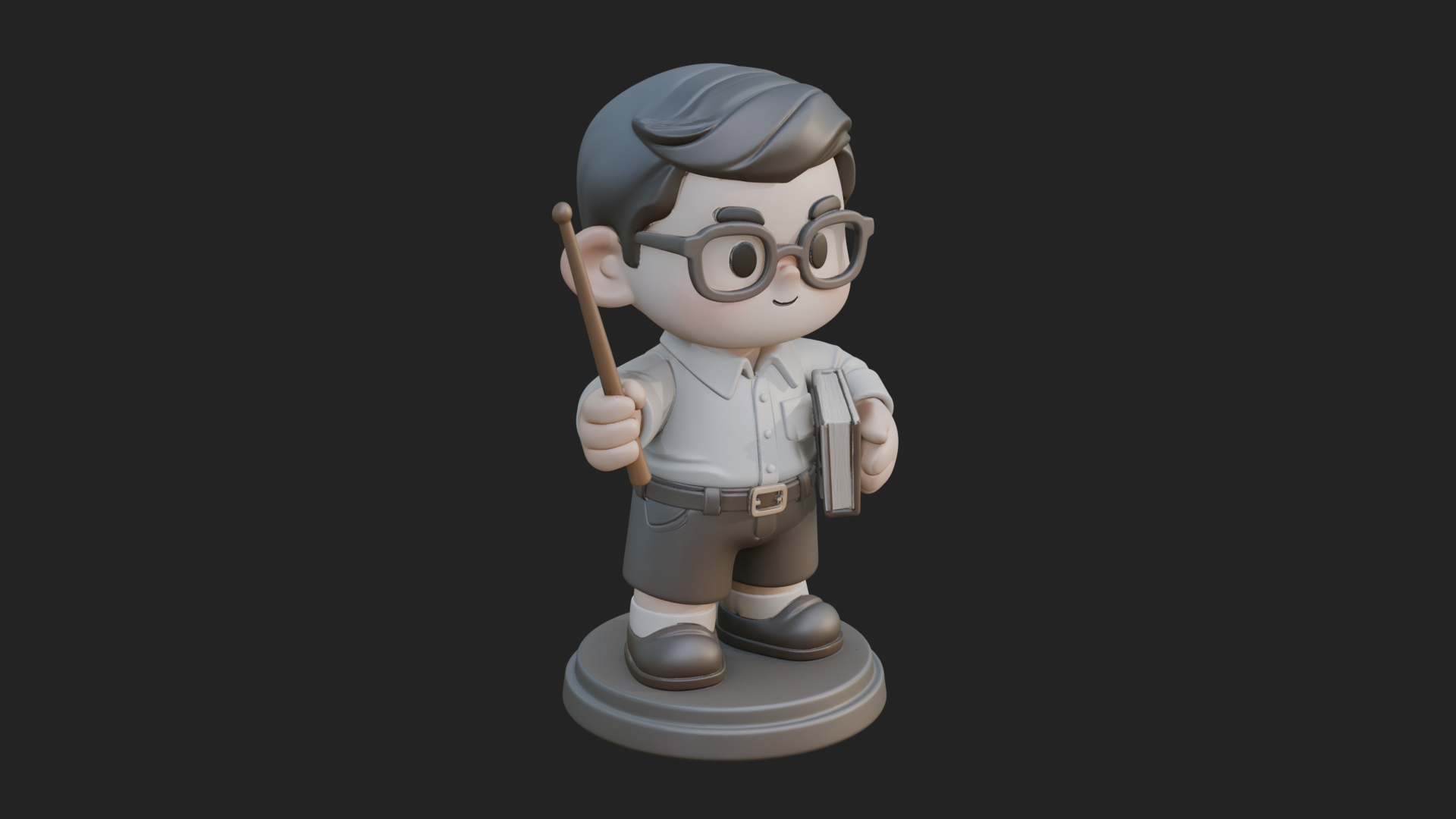 Chibi School Boy with Book Statue Design 5 3D Print Model 3D Model