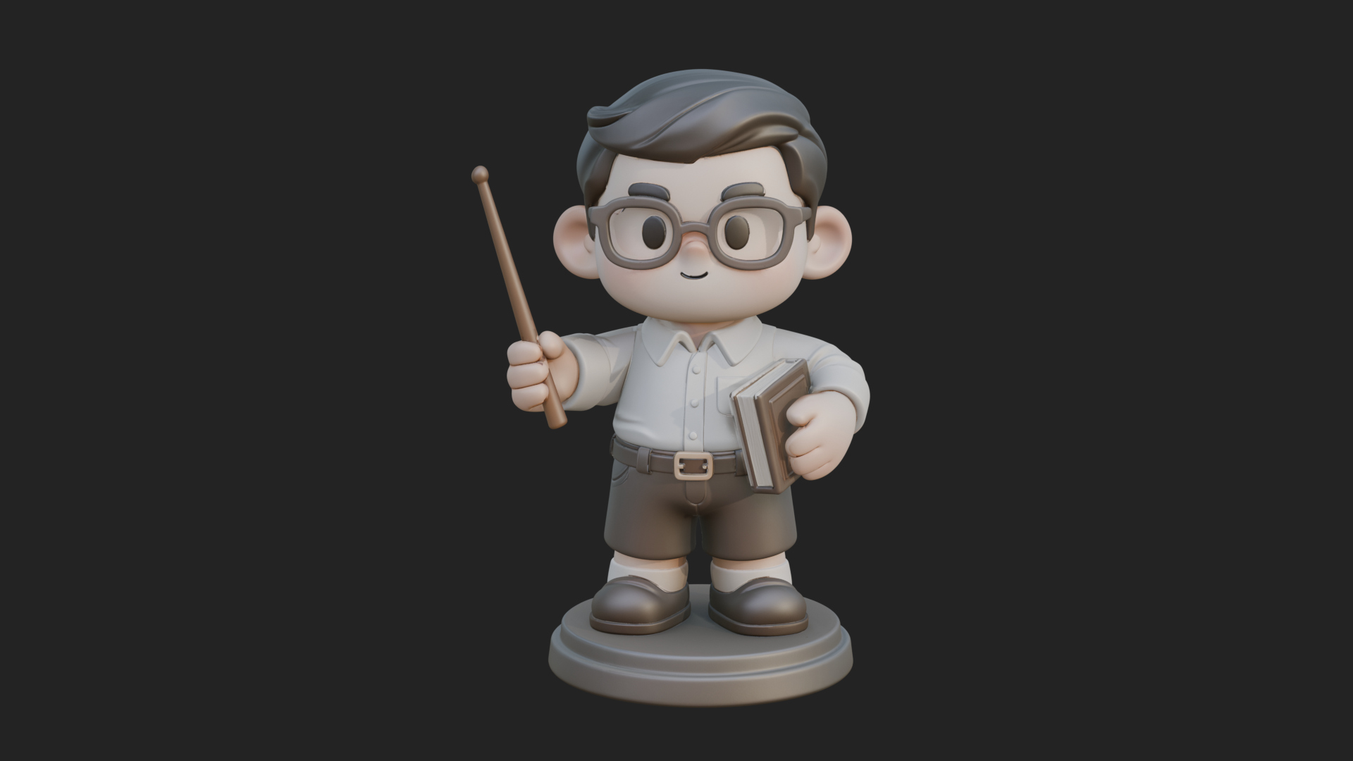 Chibi School Boy with Book Statue Design 5 3D Print Model 3D Model