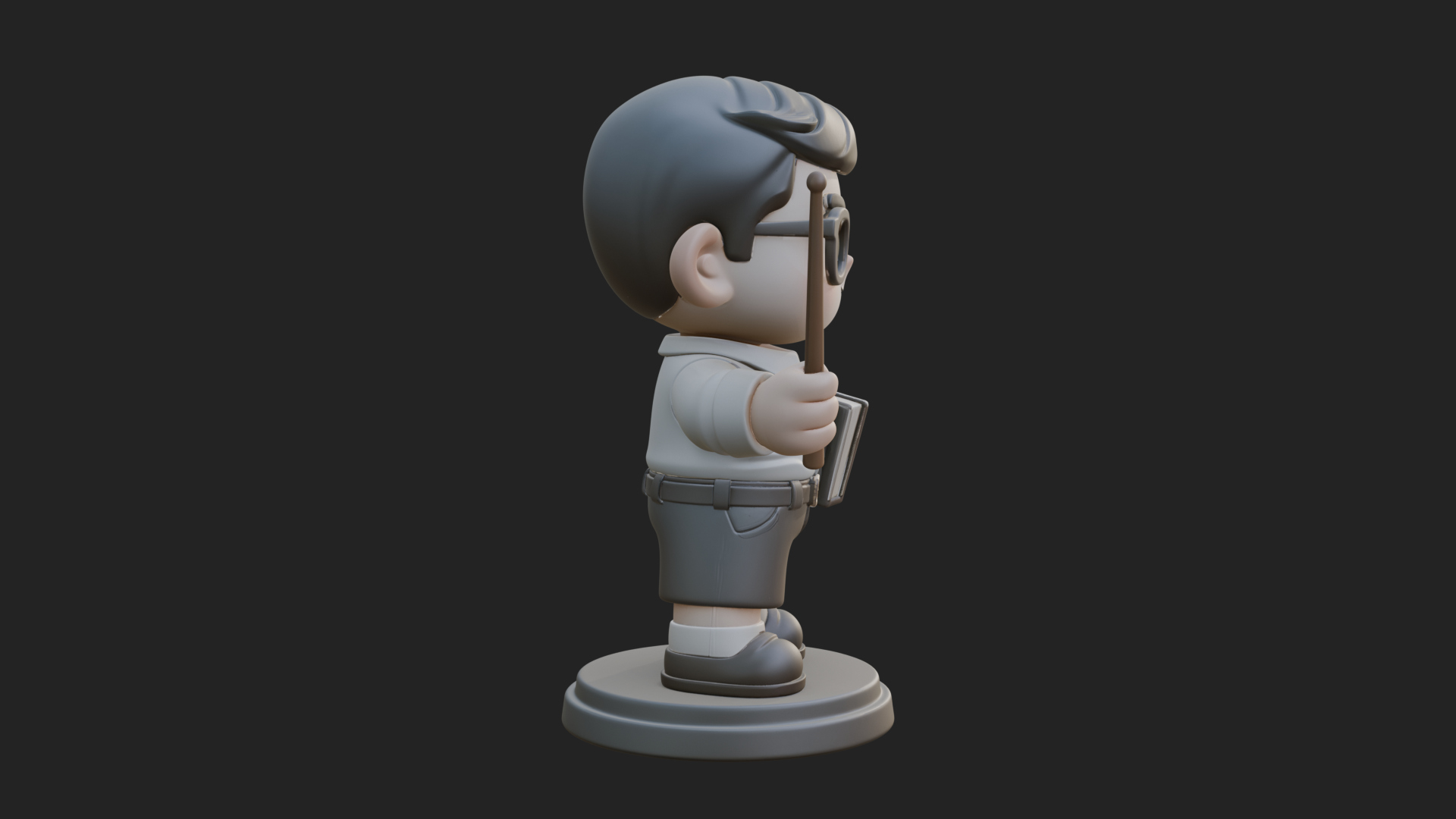 Chibi School Boy with Book Statue Design 5 3D Print Model 3D Model