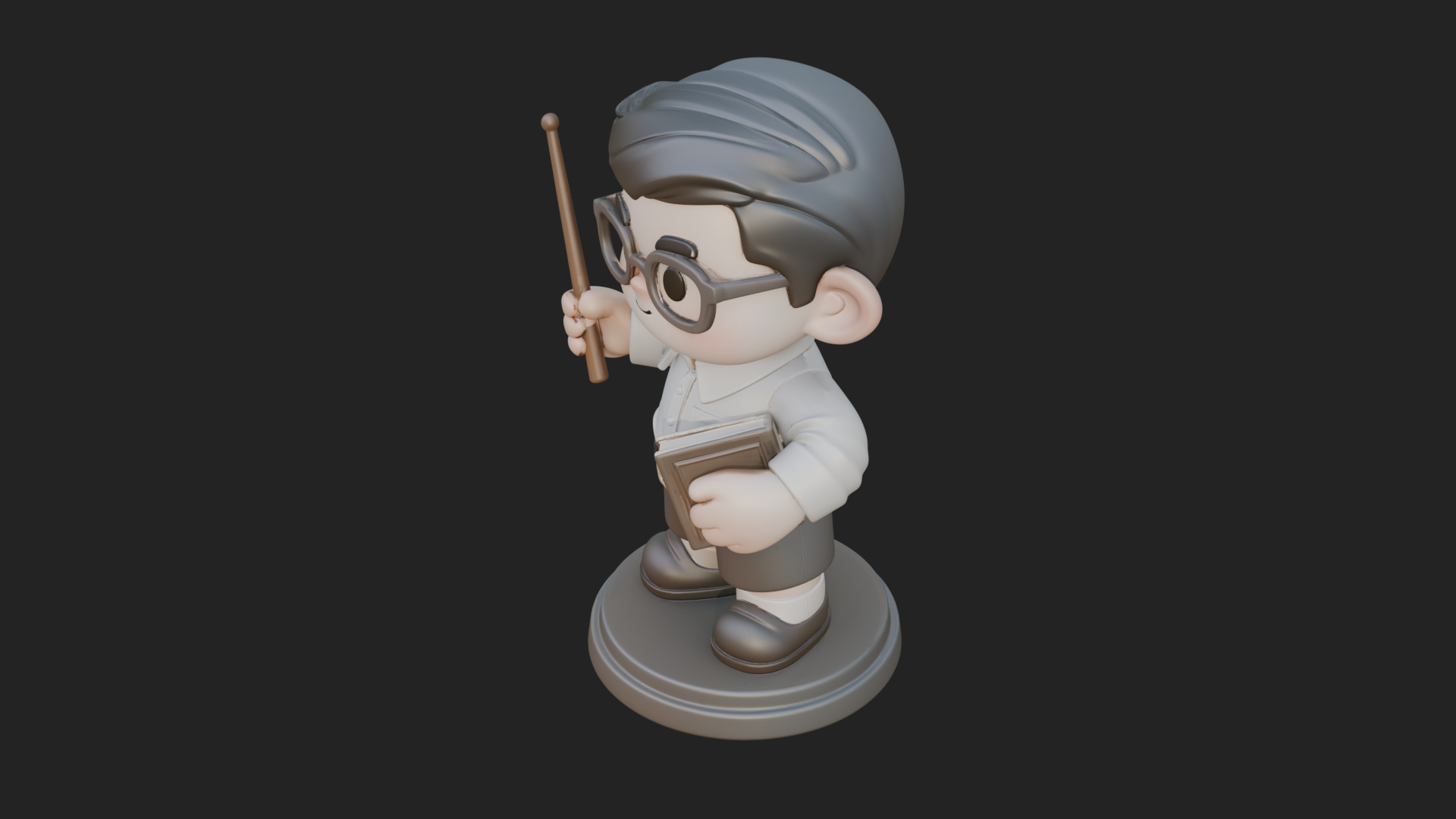 Chibi School Boy with Book Statue Design 5 3D Print Model 3D Model