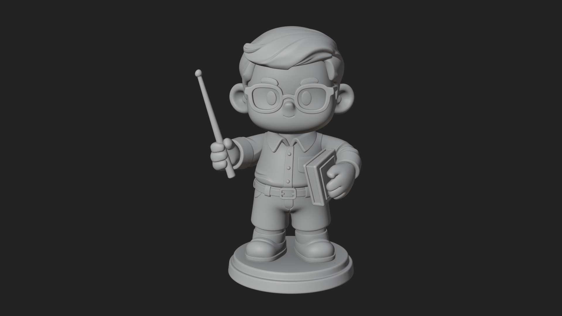 Chibi School Boy with Book Statue Design 5 3D Print Model 3D Model