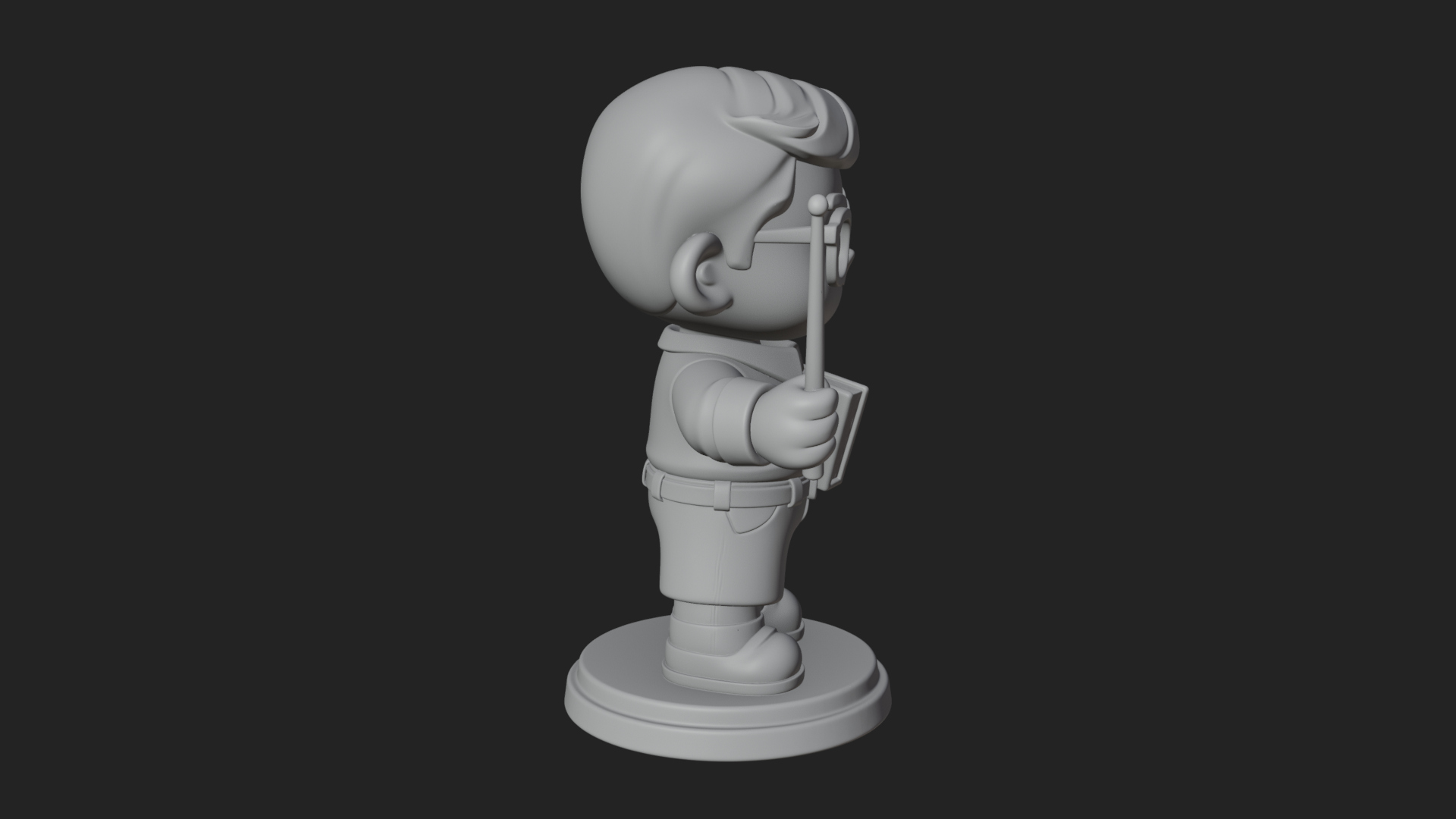 Chibi School Boy with Book Statue Design 5 3D Print Model 3D Model