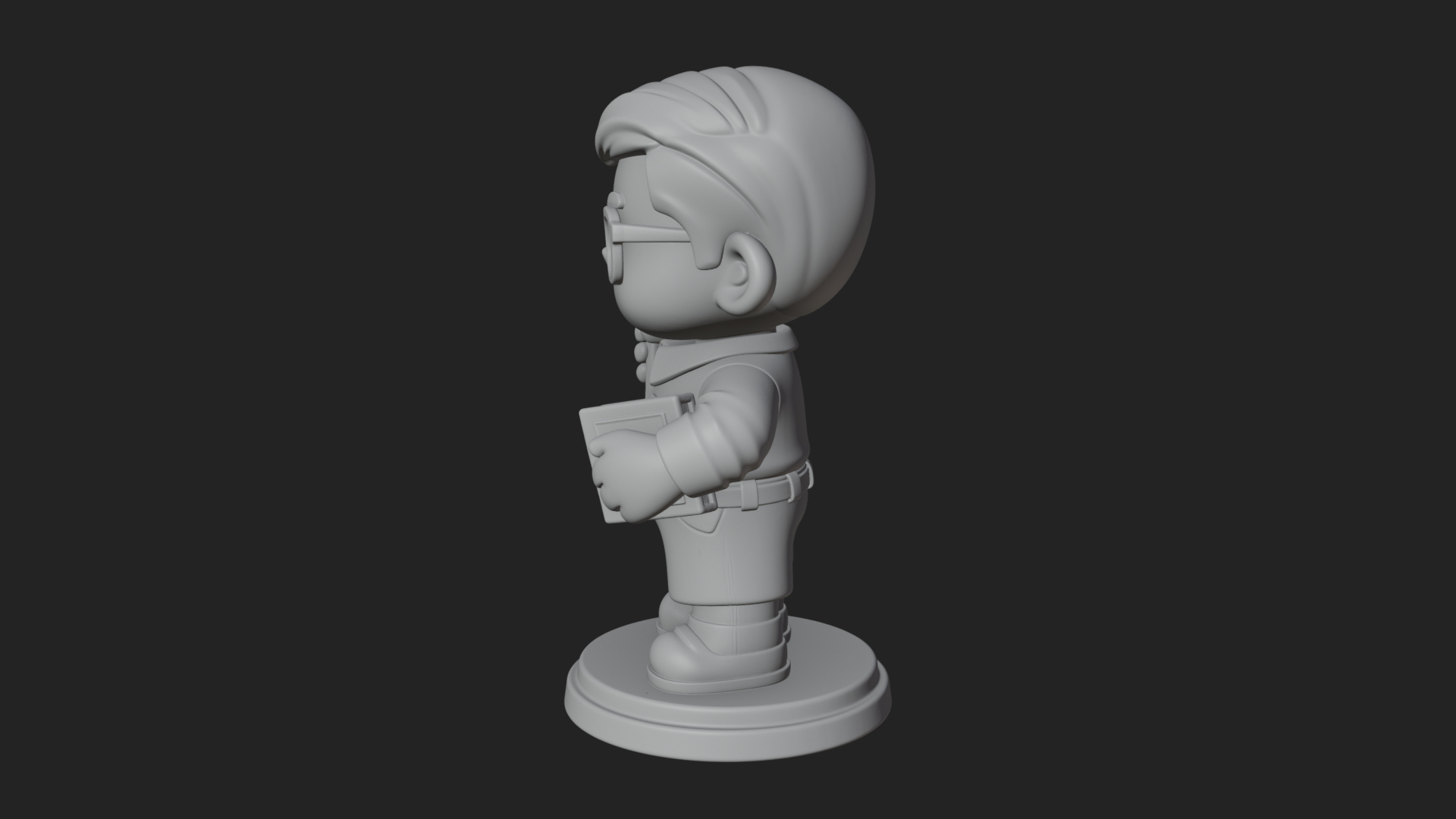 Chibi School Boy with Book Statue Design 5 3D Print Model 3D Model