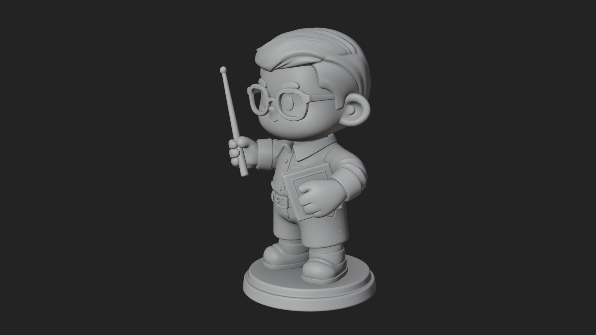 Chibi School Boy with Book Statue Design 5 3D Print Model 3D Model