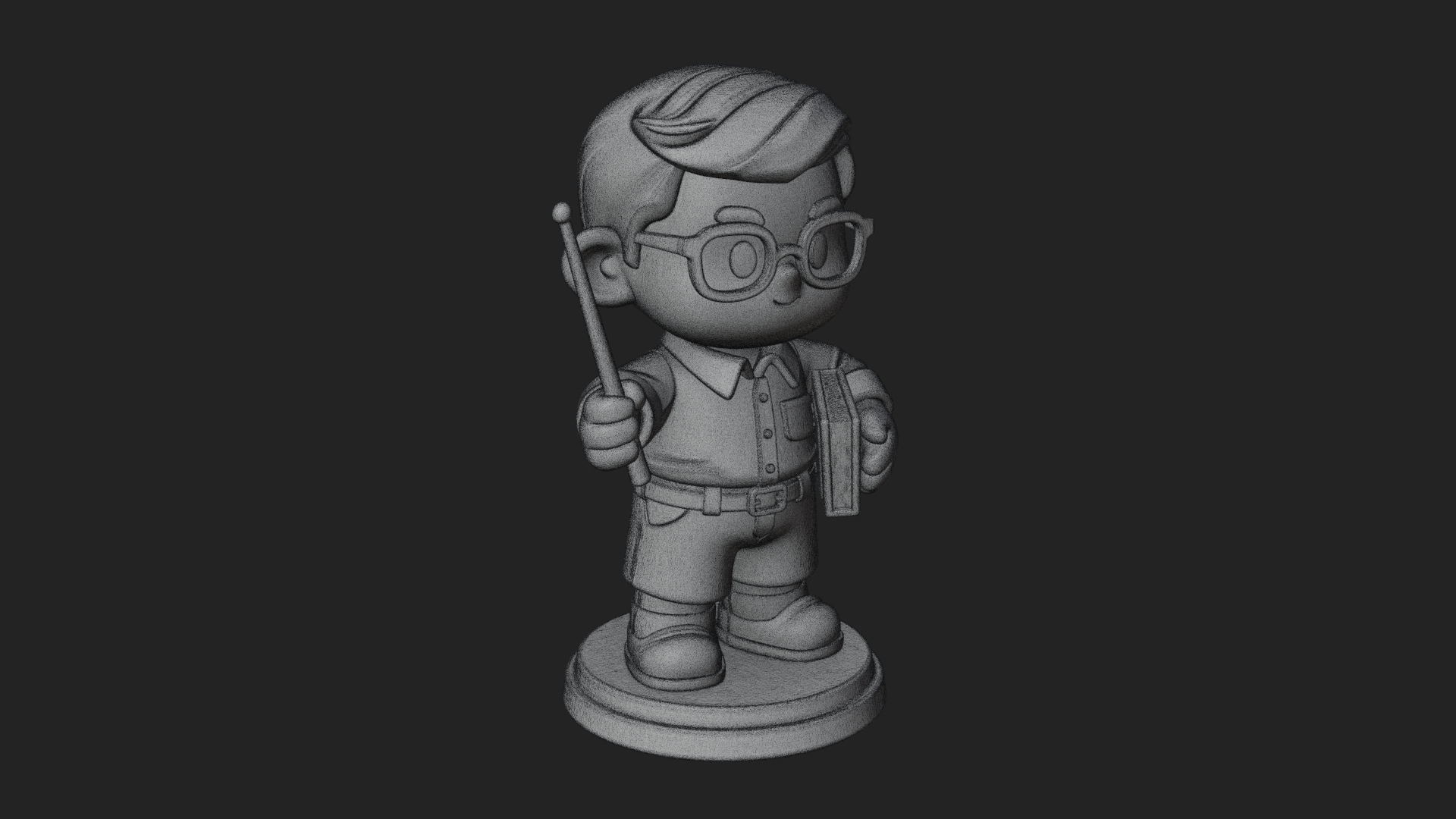 Chibi School Boy with Book Statue Design 5 3D Print Model 3D Model