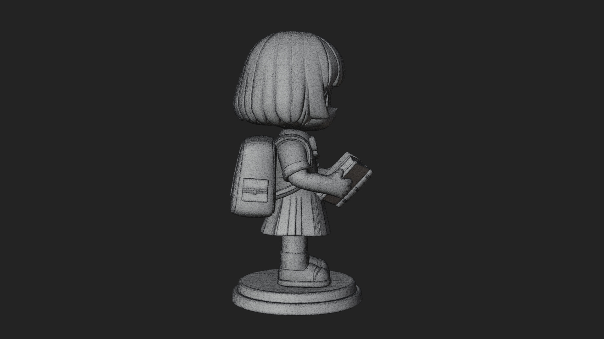 Chibi School Girl With Book Statue Design 1 3D Print Model 3D Model