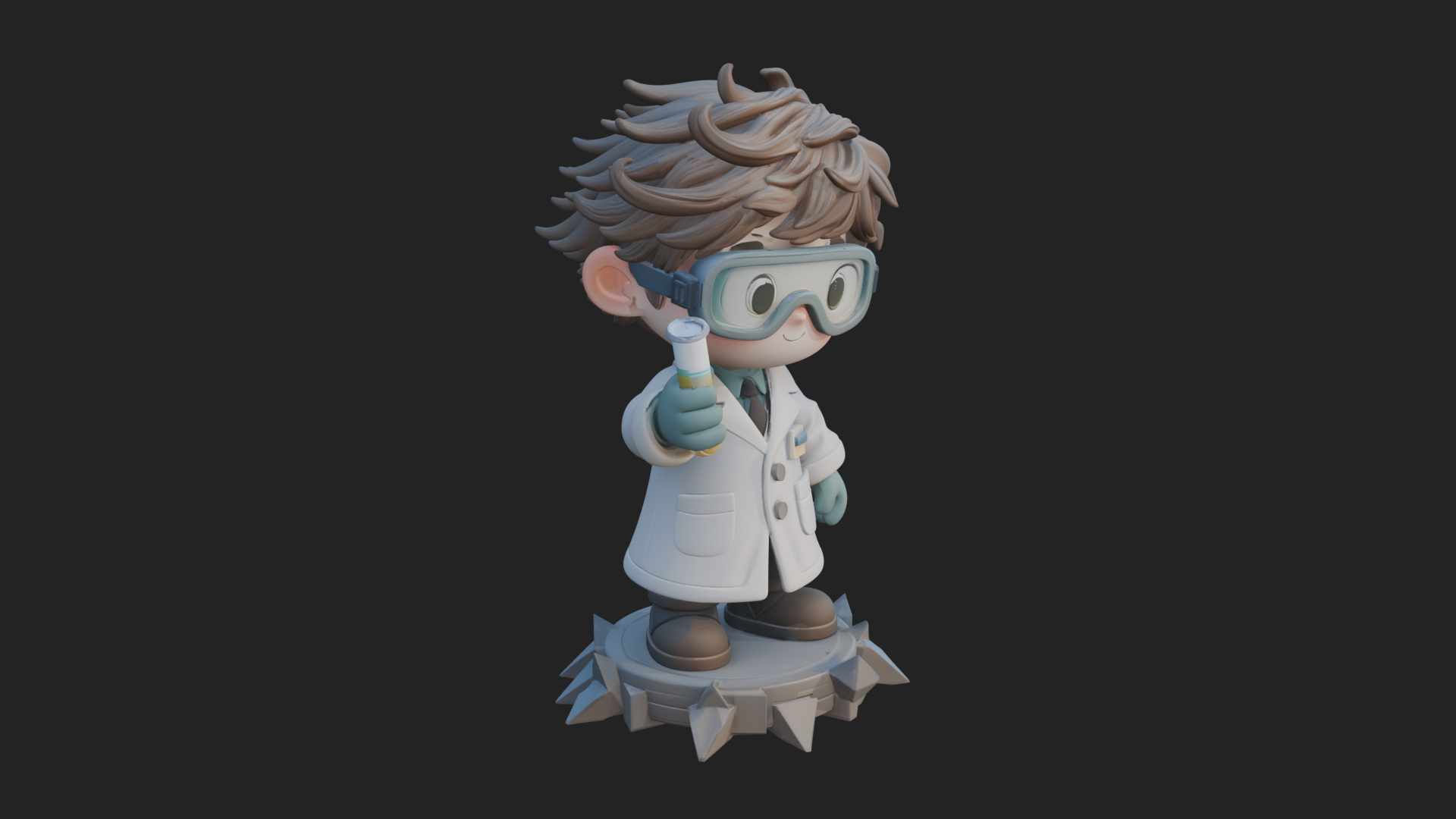 Chibi Scientist with Flask Statue Design 1 3D Print Model 3D Model