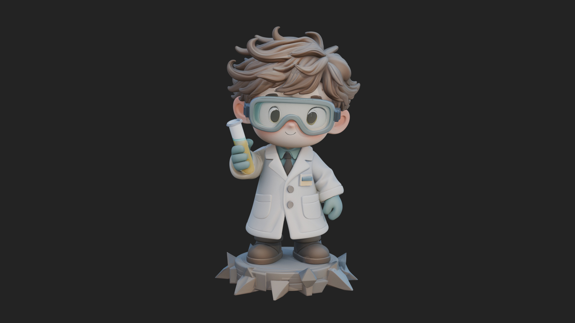 Chibi Scientist with Flask Statue Design 1 3D Print Model 3D Model