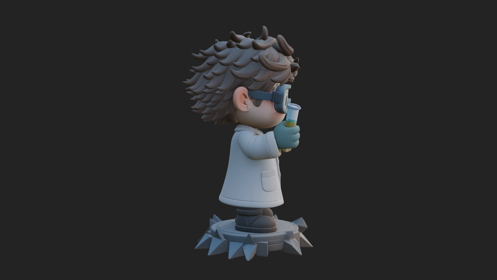 Chibi Scientist with Flask Statue Design 1 3D Print Model 3D Model