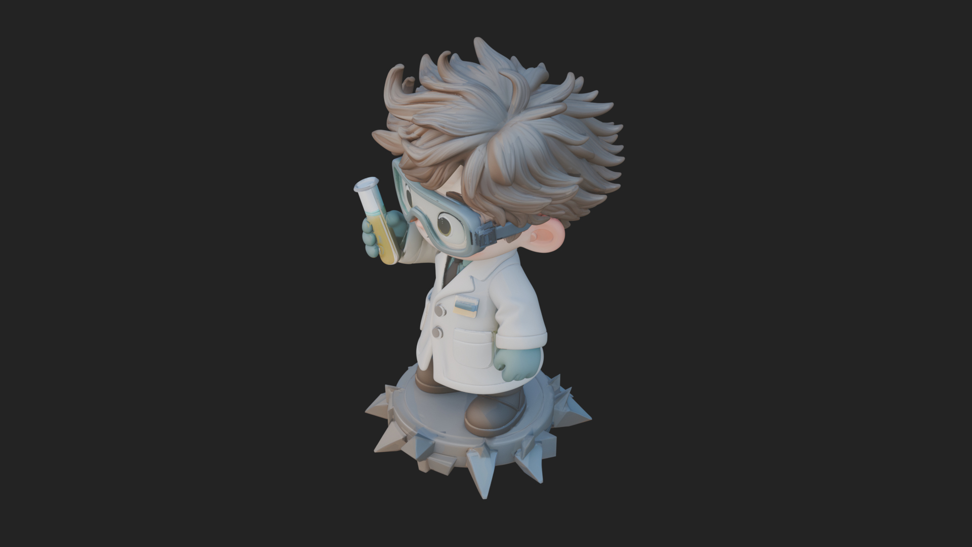 Chibi Scientist with Flask Statue Design 1 3D Print Model 3D Model
