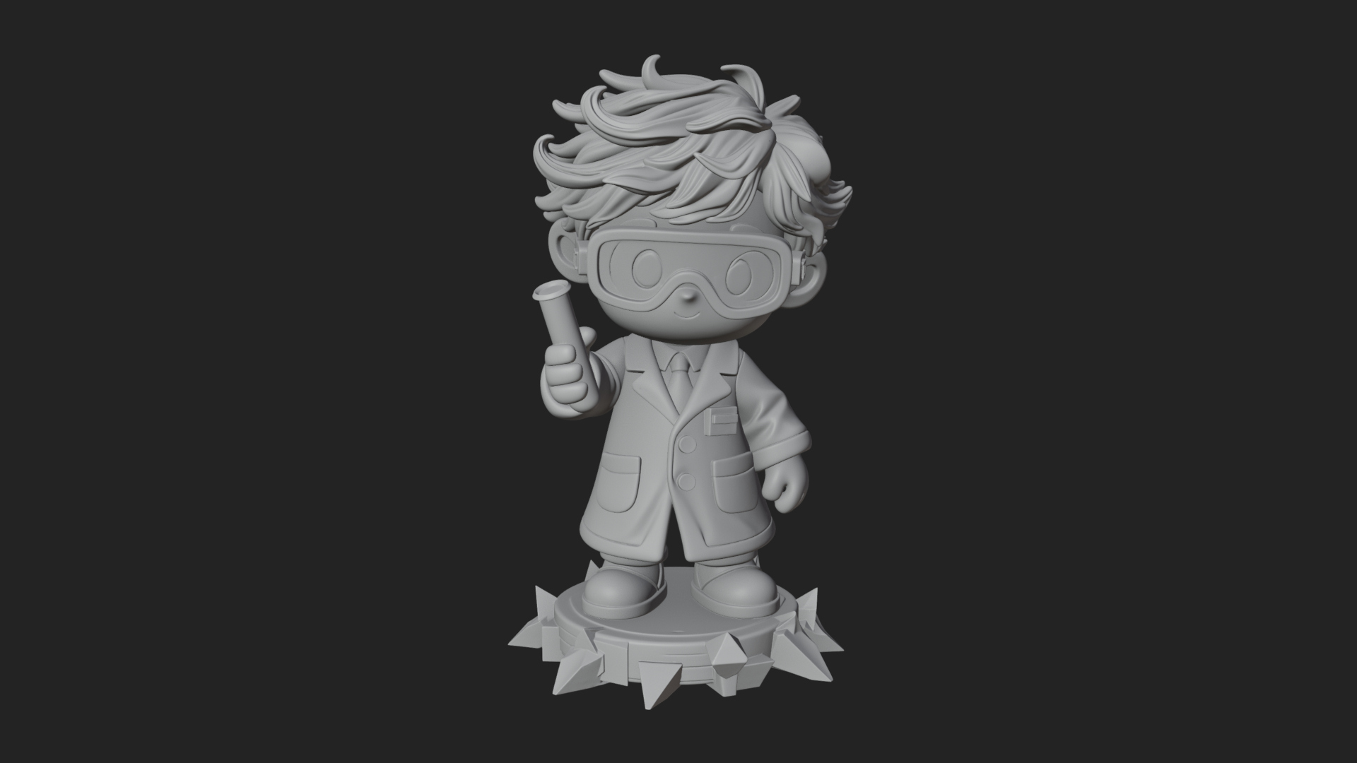 Chibi Scientist with Flask Statue Design 1 3D Print Model 3D Model