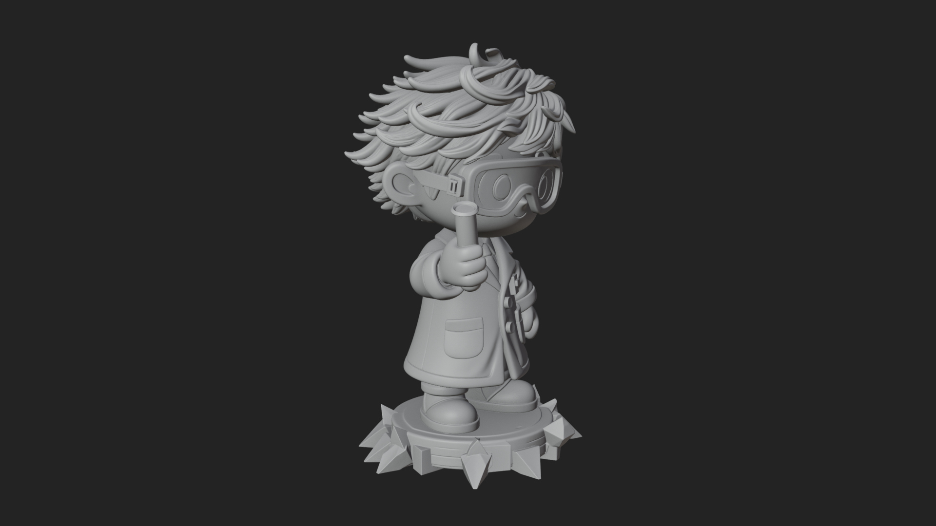 Chibi Scientist with Flask Statue Design 1 3D Print Model 3D Model