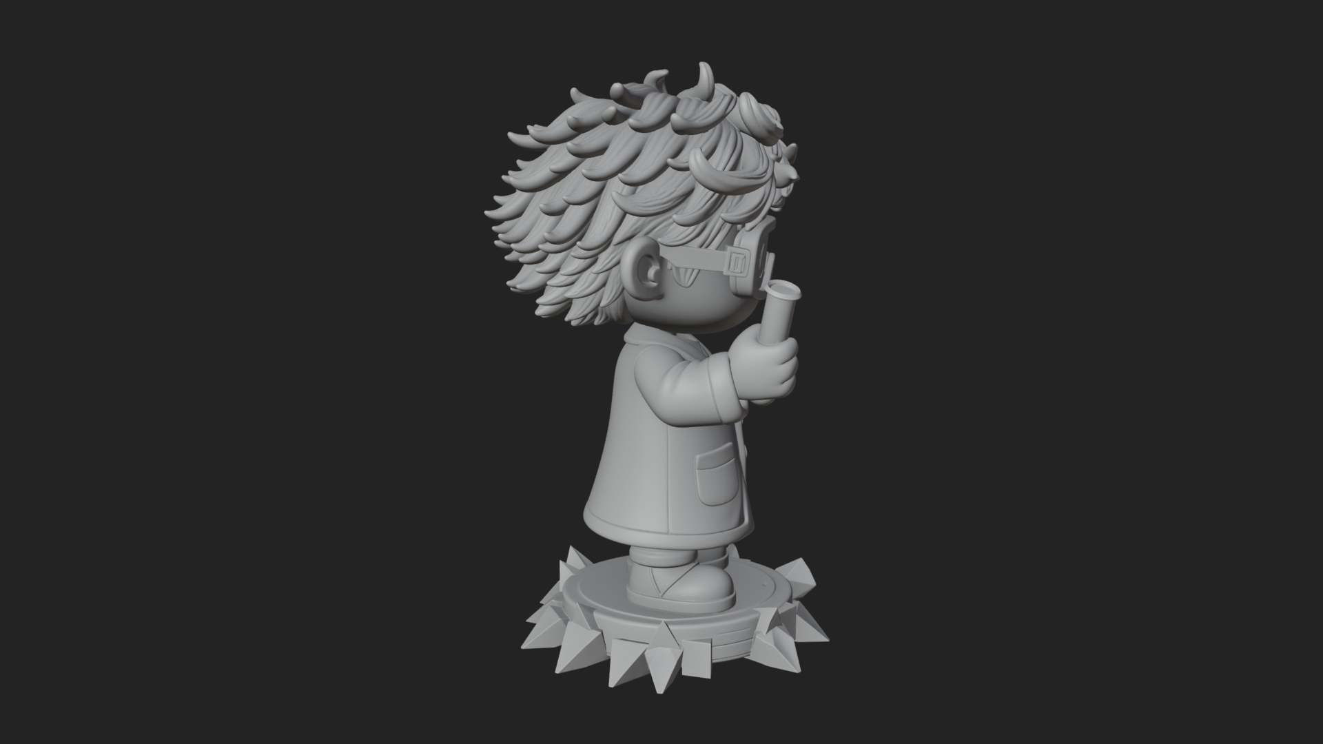 Chibi Scientist with Flask Statue Design 1 3D Print Model 3D Model