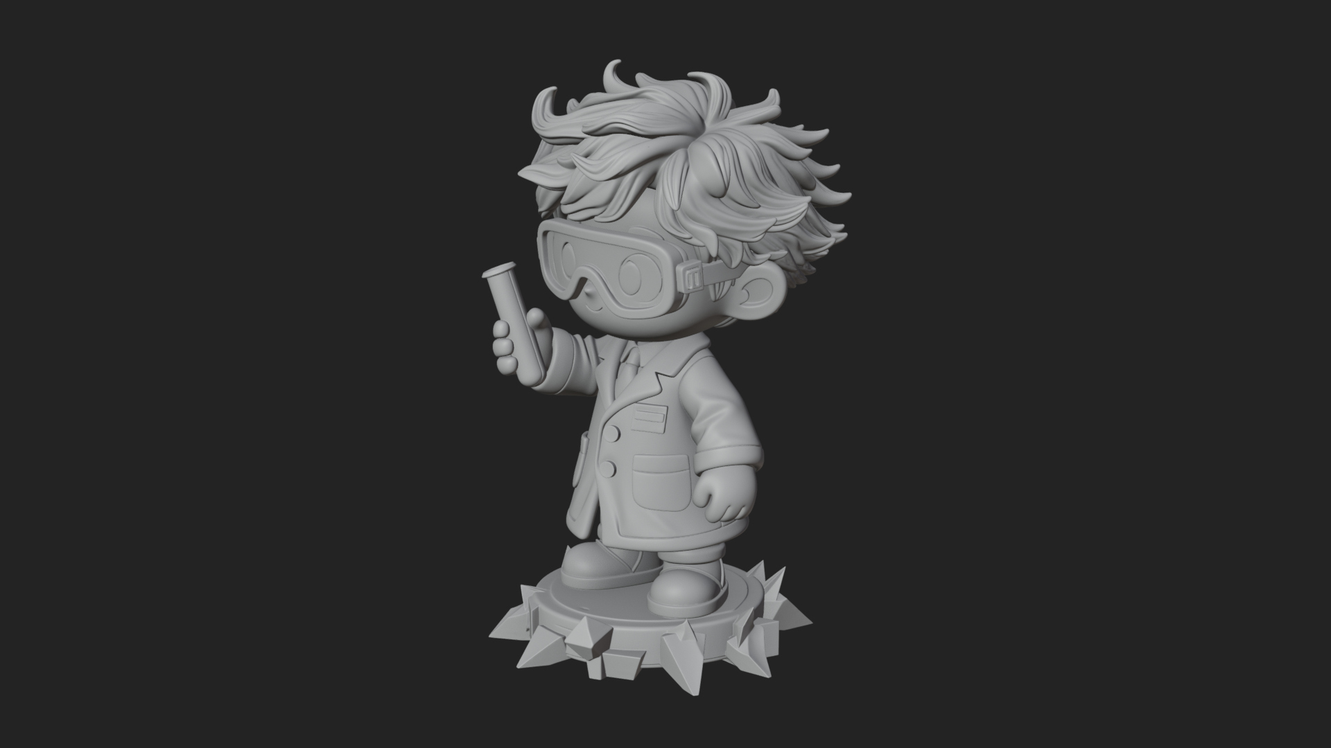 Chibi Scientist with Flask Statue Design 1 3D Print Model 3D Model