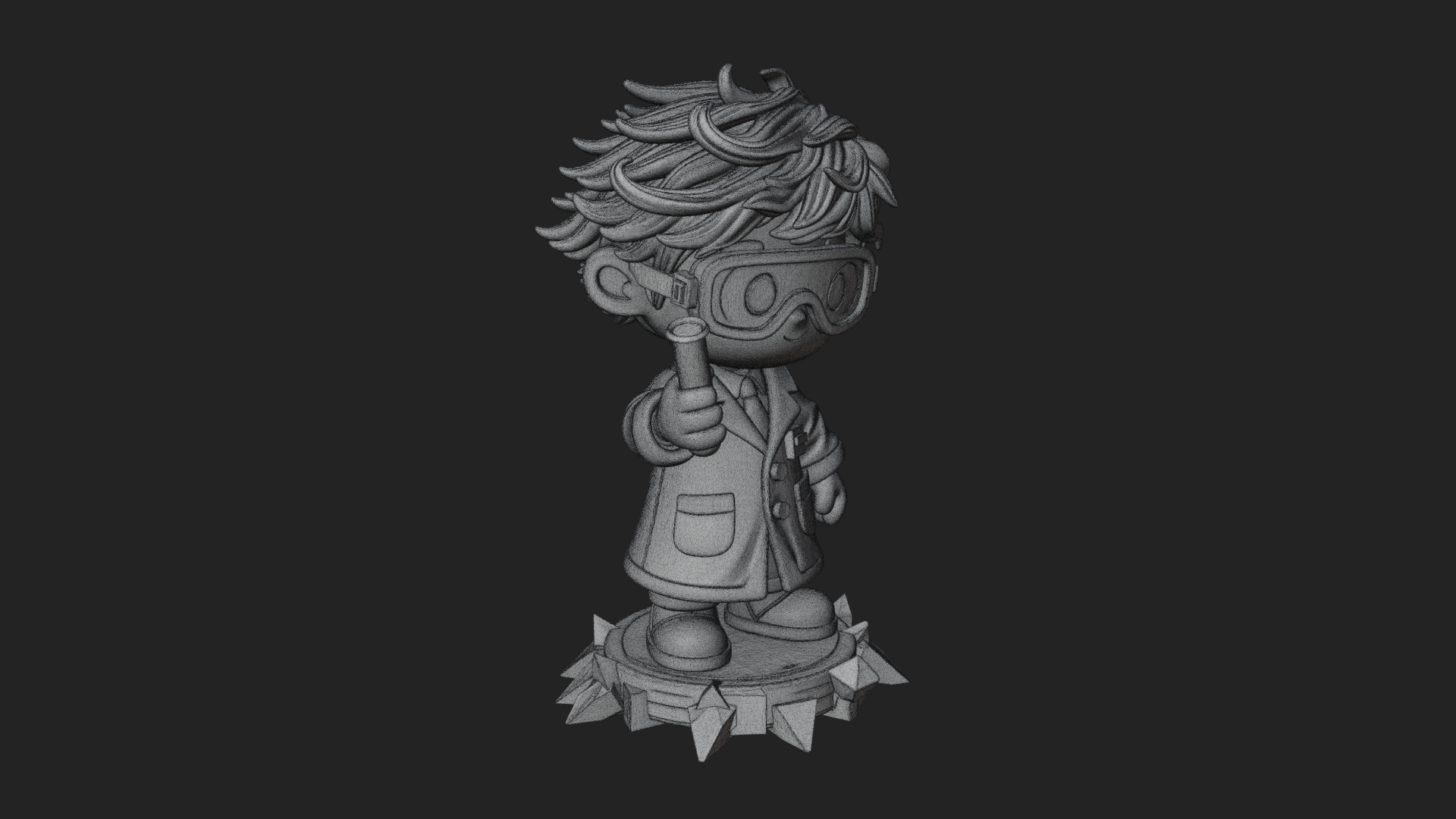 Chibi Scientist with Flask Statue Design 1 3D Print Model 3D Model